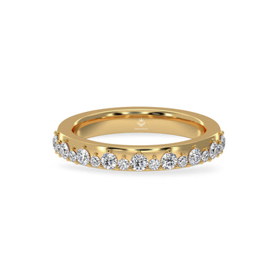 0.53 Carat Round Cu Diamond Half Eternity 14K Gold Wedding Band For Her