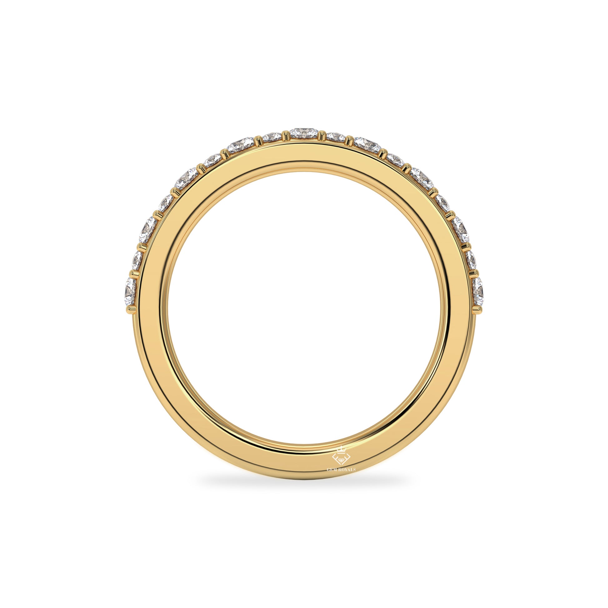 0.53 Carat Round Diamond Half Eternity 14K Gold Wedding Band For Women