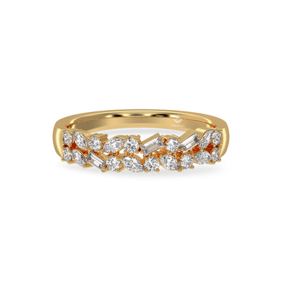 0.54 Carat Marquise, Baguette and Round Diamond Cluster 14K Gold Promise Ring For Her