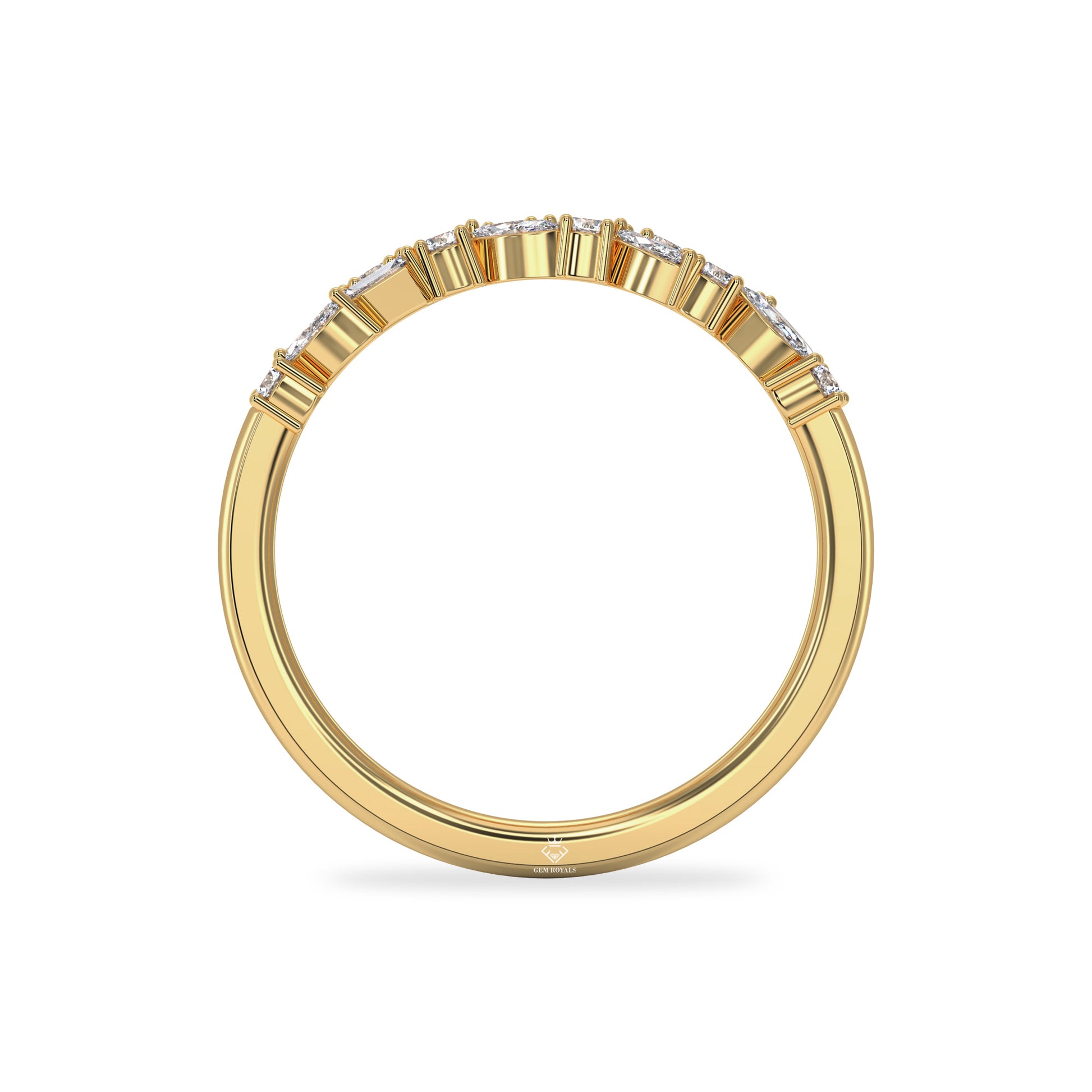 0.54 Carat Marquise, Baguette and Round Diamond Cluster 14K Gold Promise Ring For Her