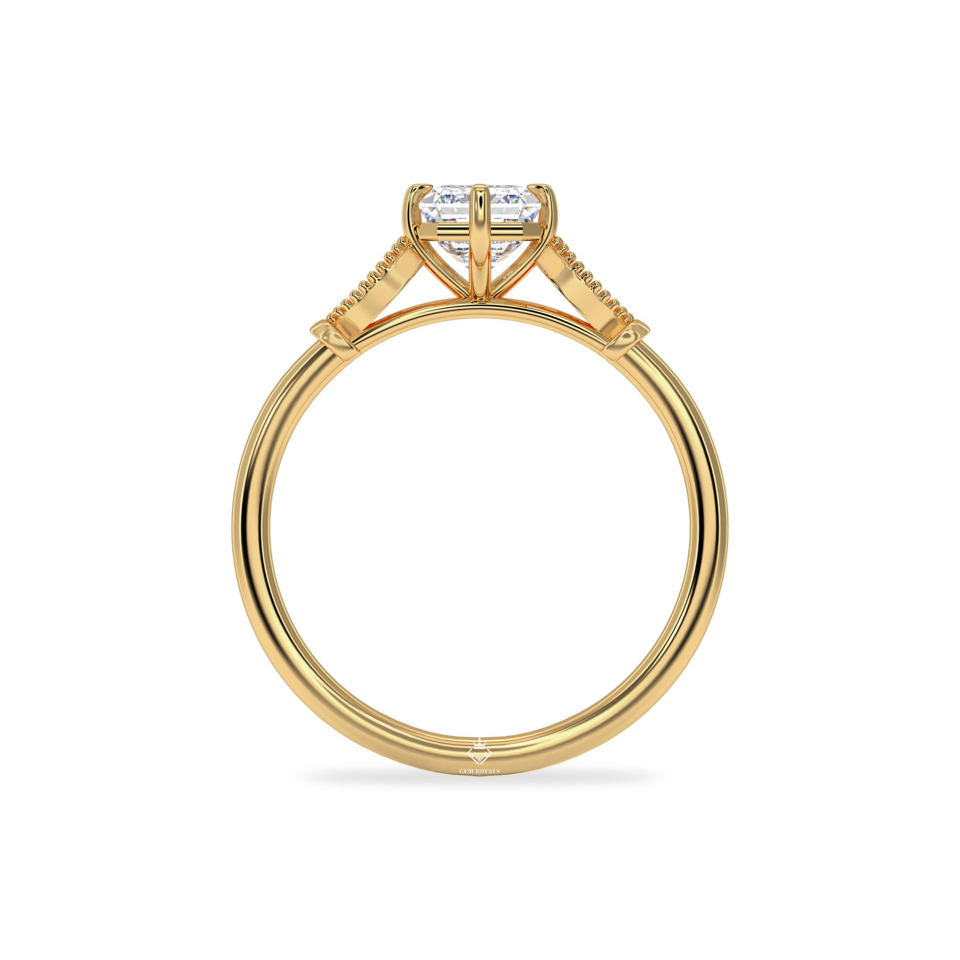 1.00 Carat Emerlad Cut Vintage 14K Rose Gold Engagement Ring For Her