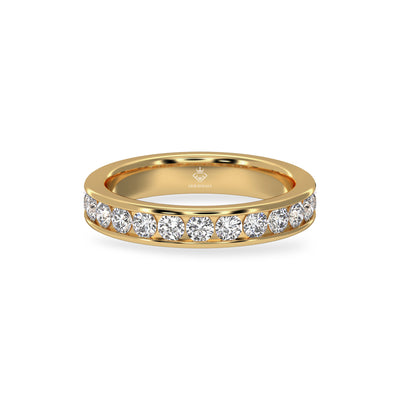 1.04 Carat Round Diamond Channel Set Half Eternity 18K Gold Wedding Band For Her