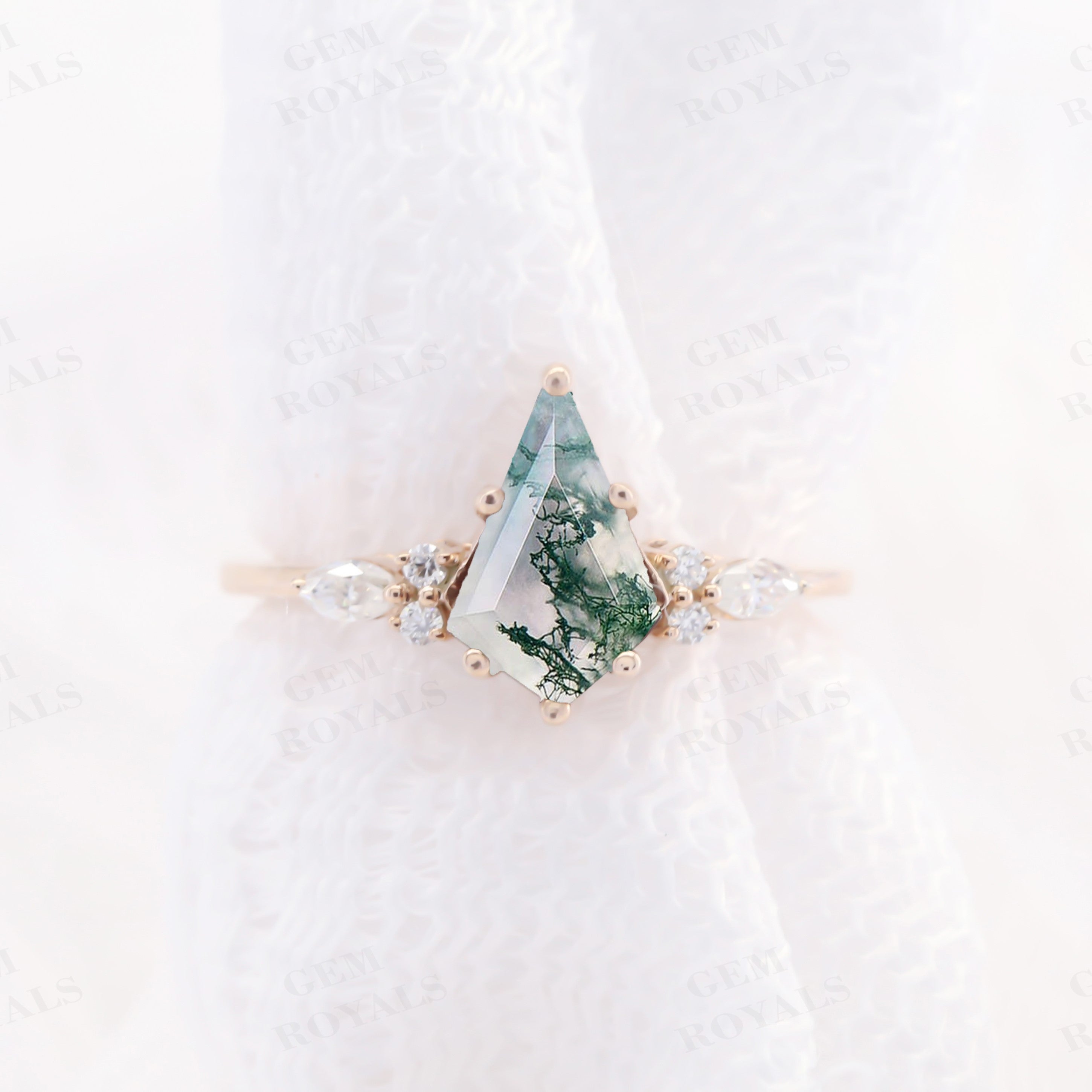 Cluster Style Kite Cut Alexandrite Engagement Ring