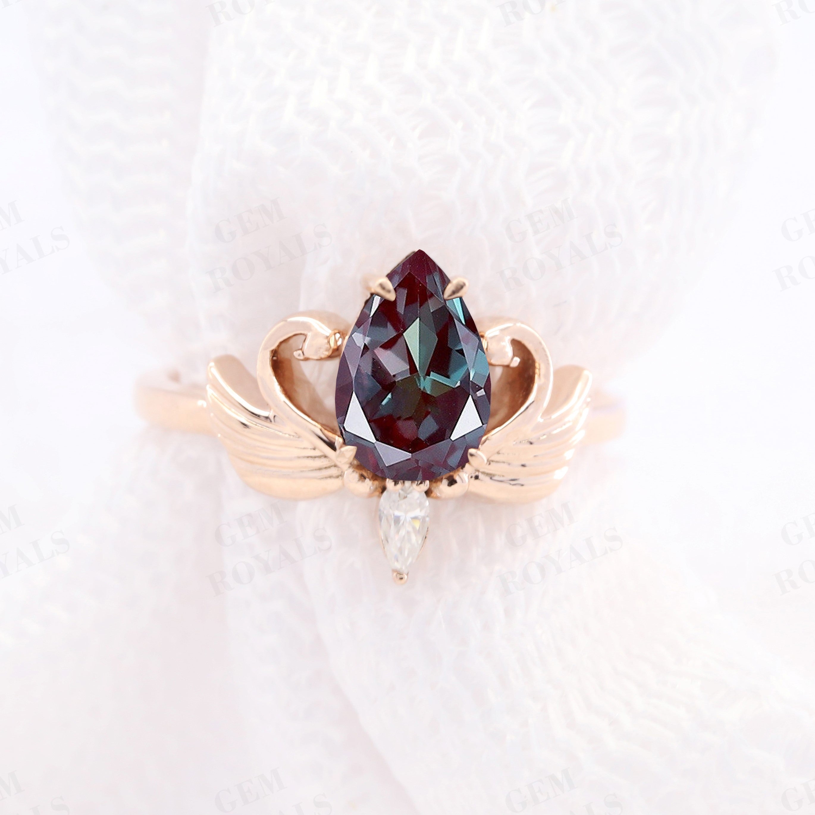 Alternative Pear Shaped Alexandrite Engagement Ring