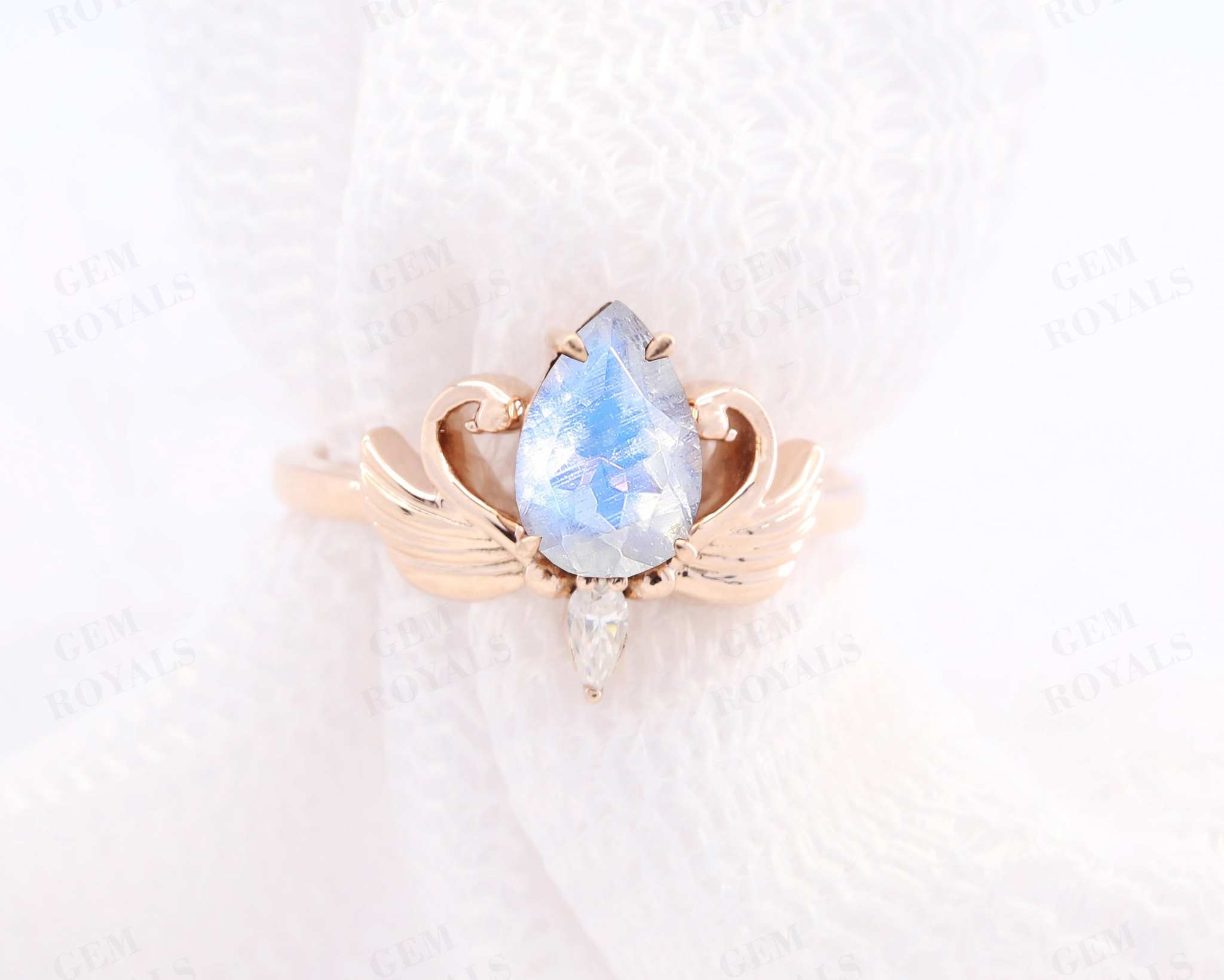 Alternative Vintage Style Pear Moonstone Engagement Ring