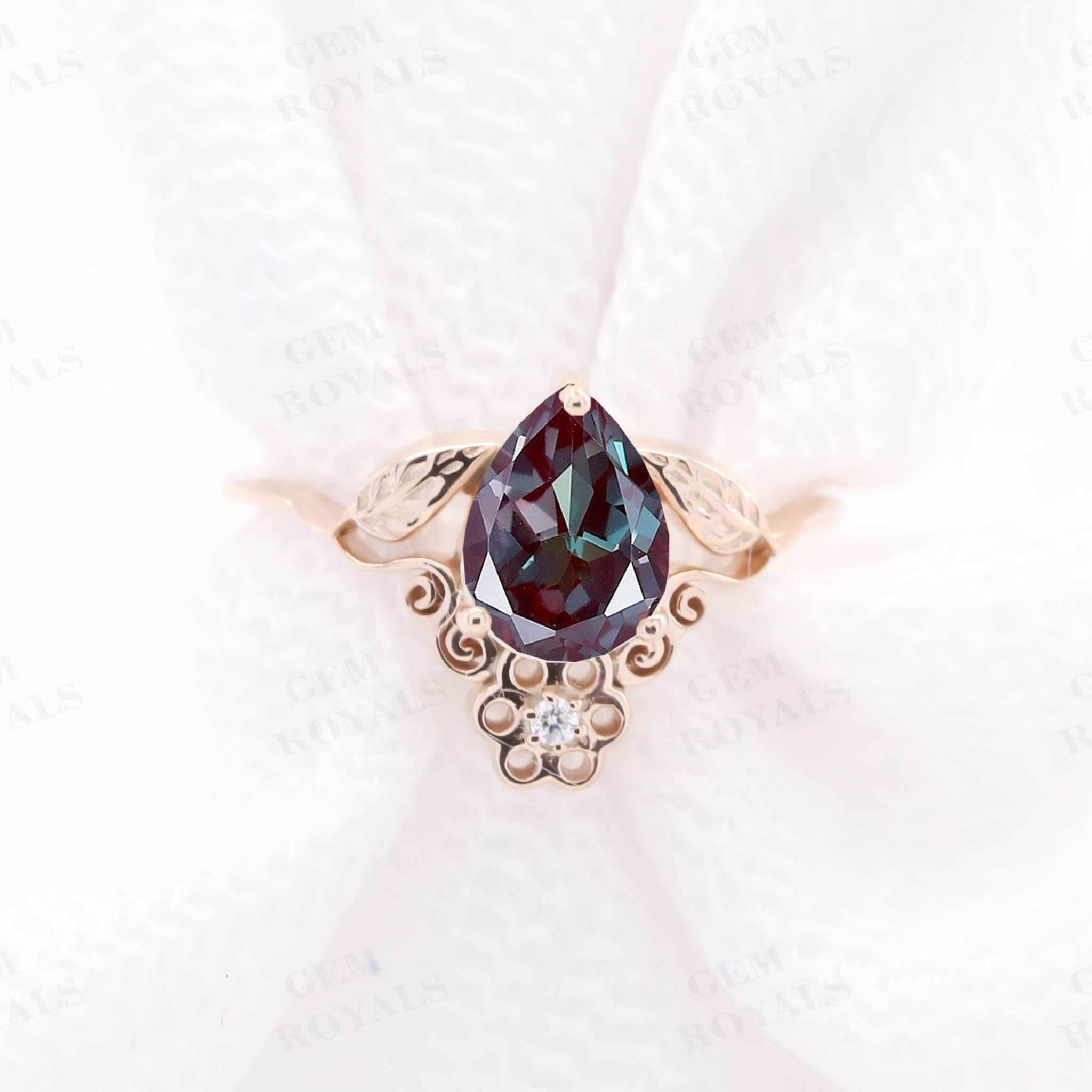 Antique Pear Shaped Alexandrite Engagement Ring