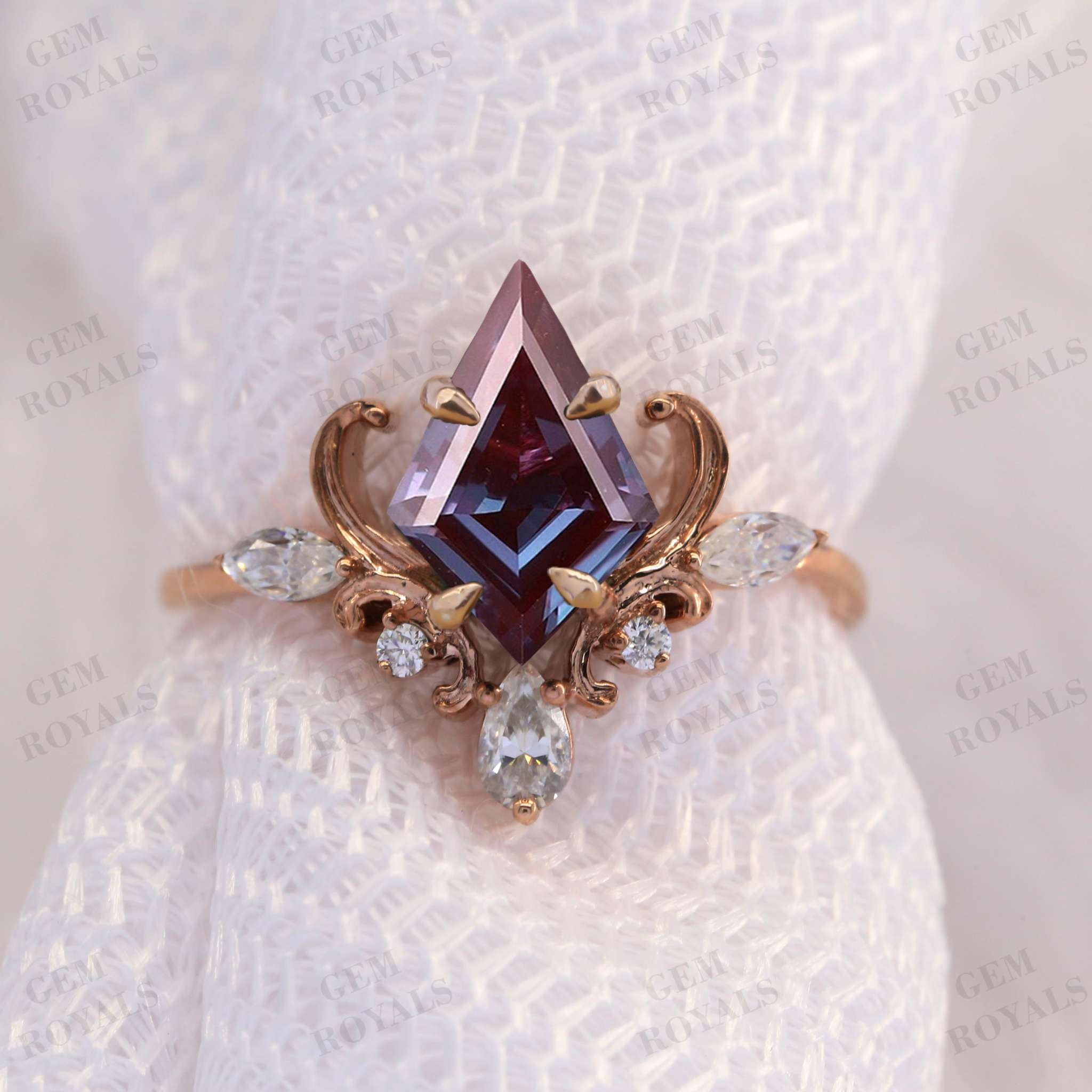 Antique Vintage Alexandrite Kite Cut Engagement Ring