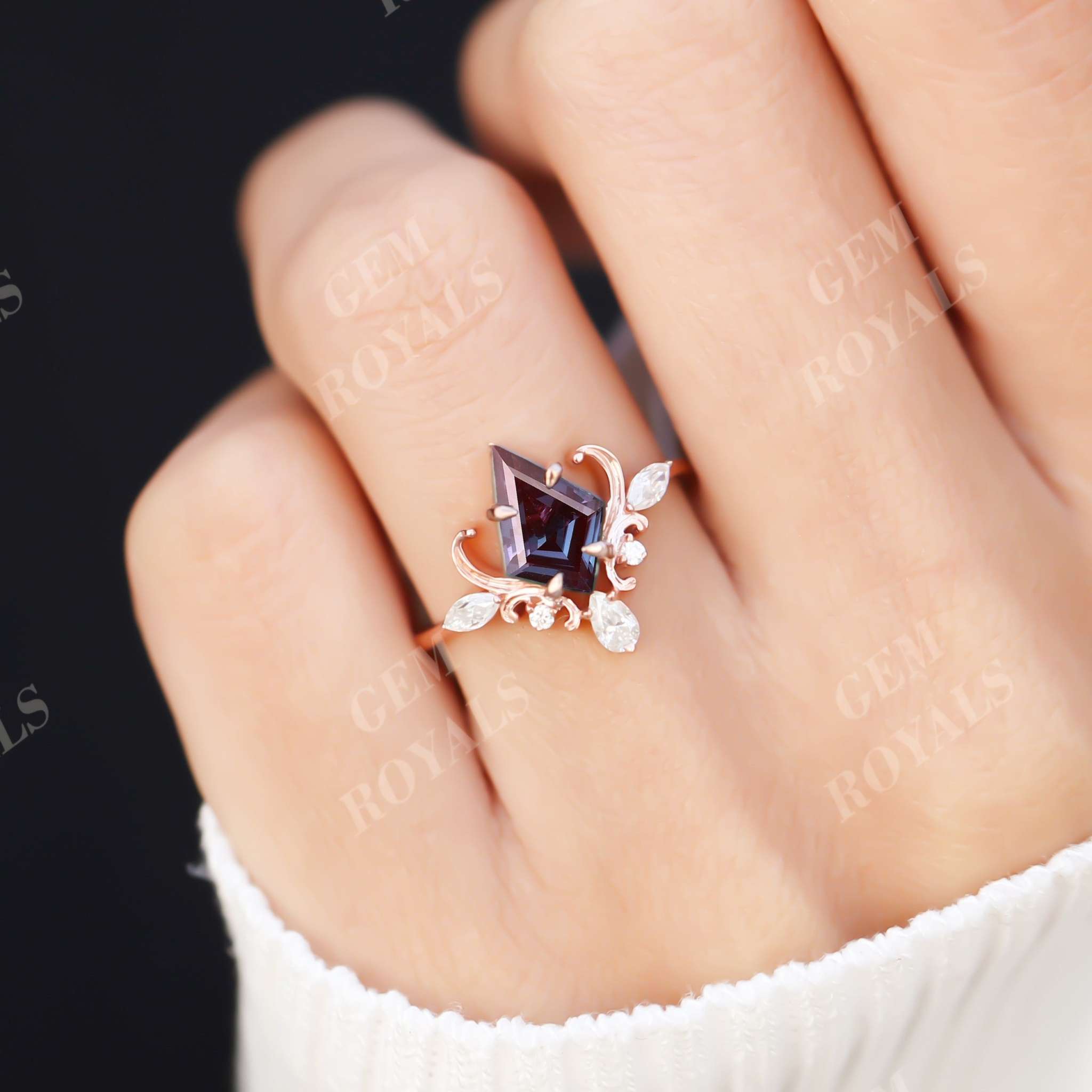 Antique Vintage Alexandrite Kite Cut Engagement Ring