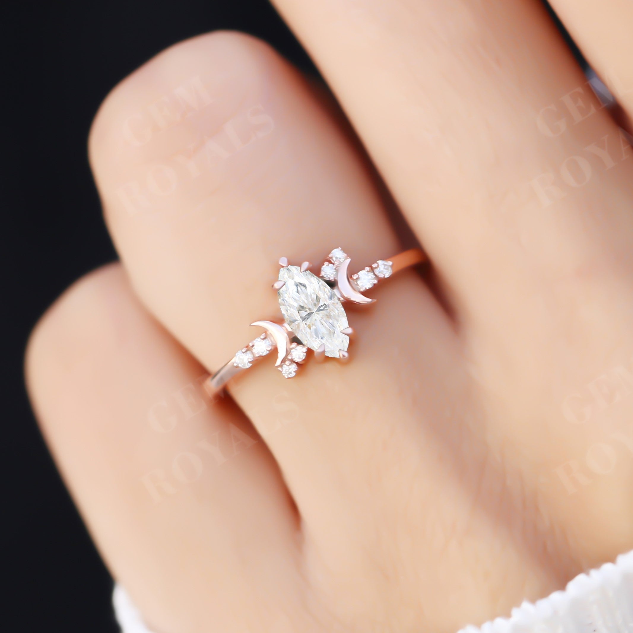 Vintage Marquise Cut Moissanite Engagement Ring