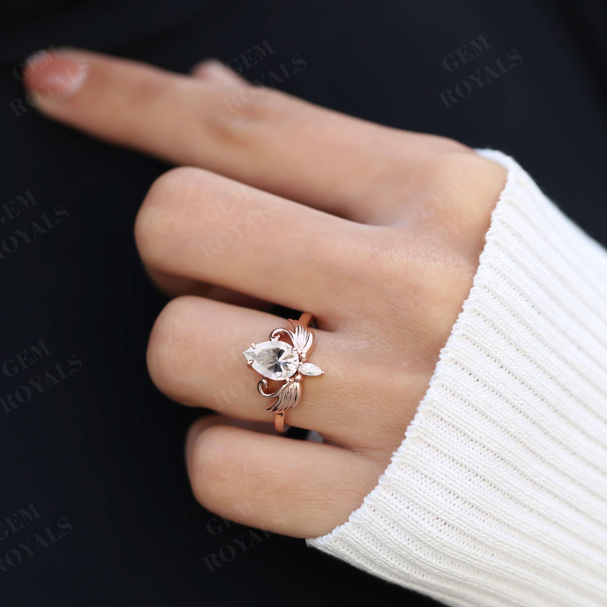 Pear Shaped Edwardian Vintage Moissanite Ring