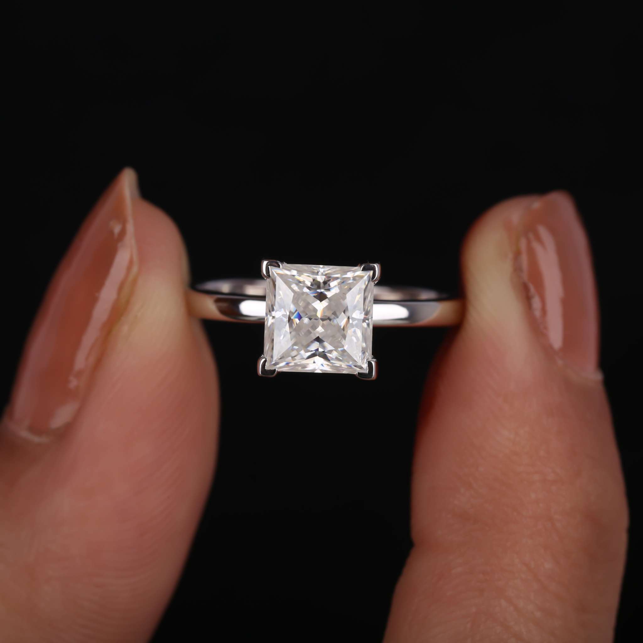 Princess cut Solitaire Moissanite Engagement Ring For Women