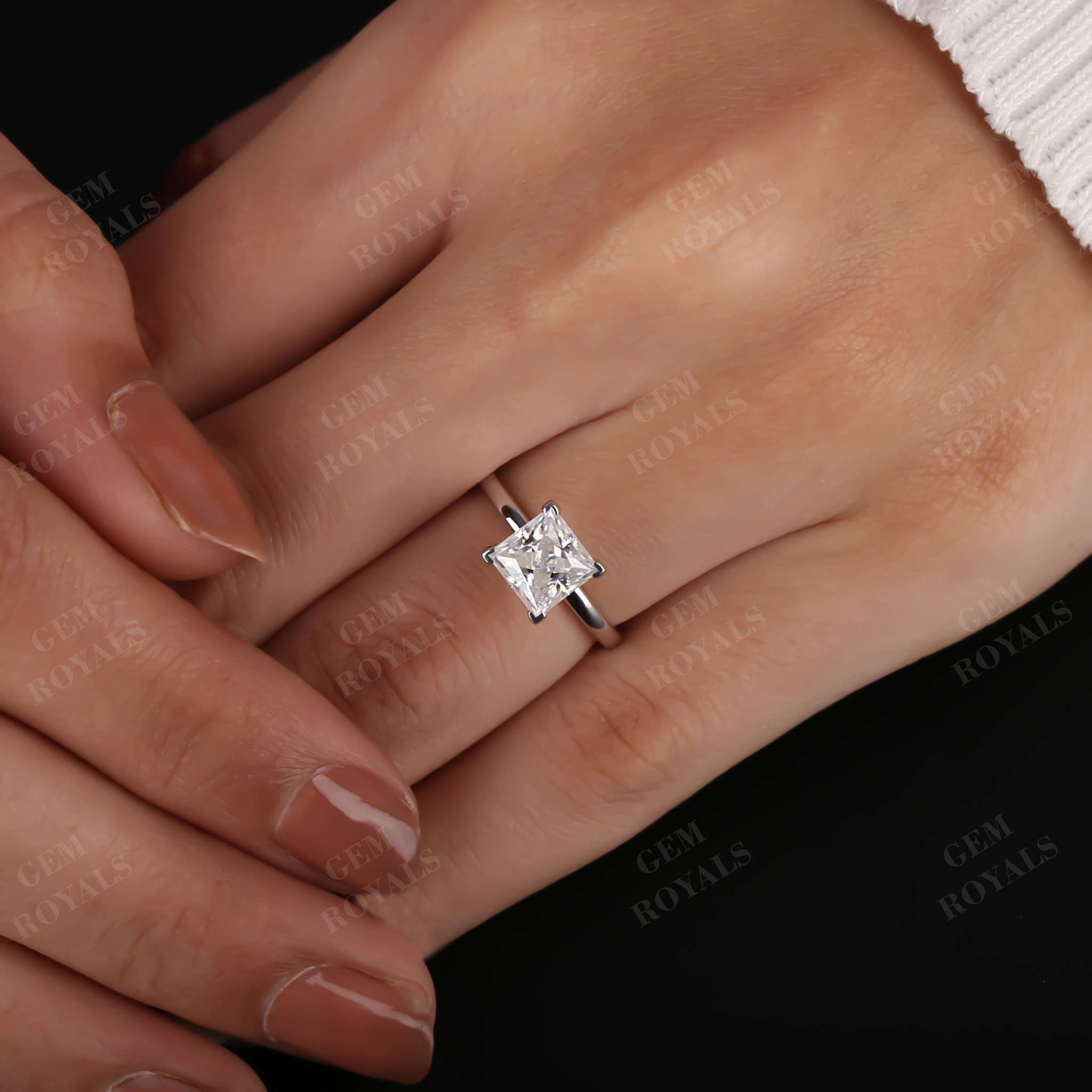 Princess cut Solitaire Lab Grown Diamond Engagement Ring