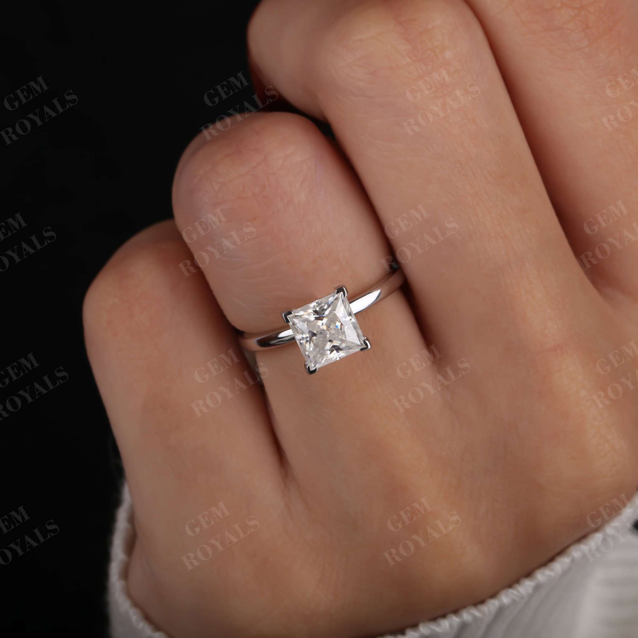 Princess cut Solitaire Lab Grown Diamond Engagement Ring