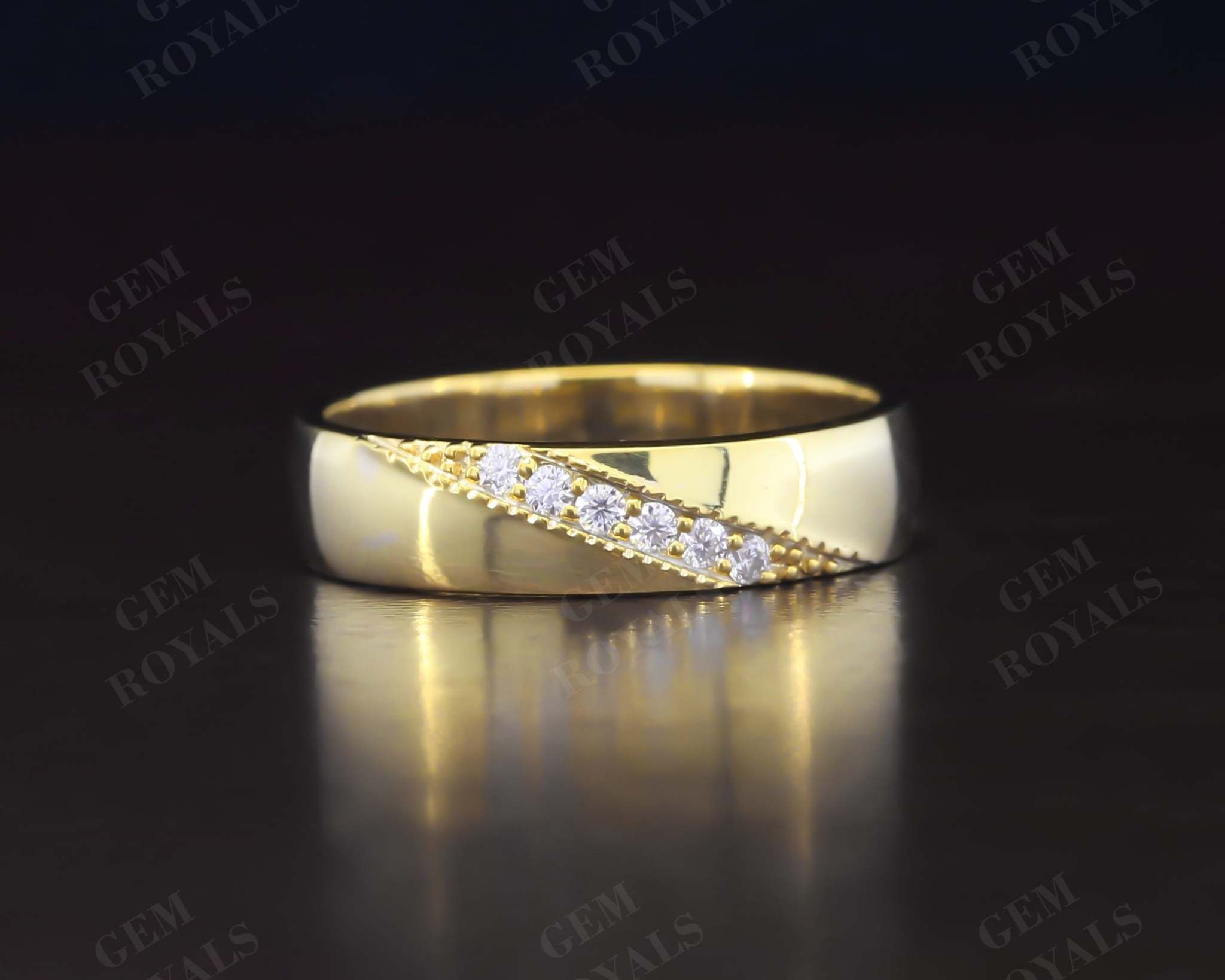 Unique Wide Round Cut Moissanite Men's Wedding Band