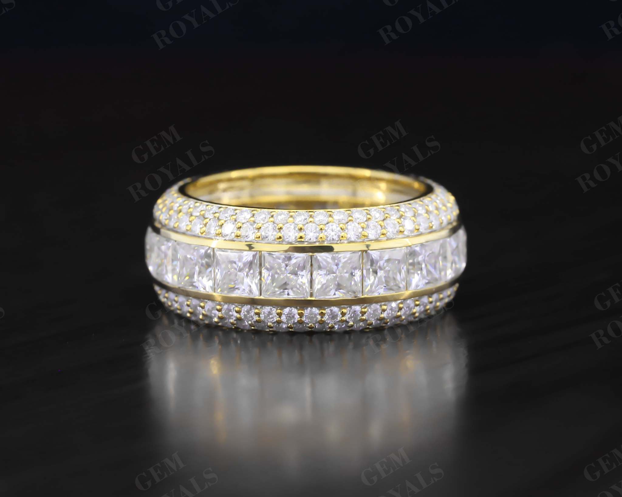 Channel Set Princess Moissanite Men's Wedding Band