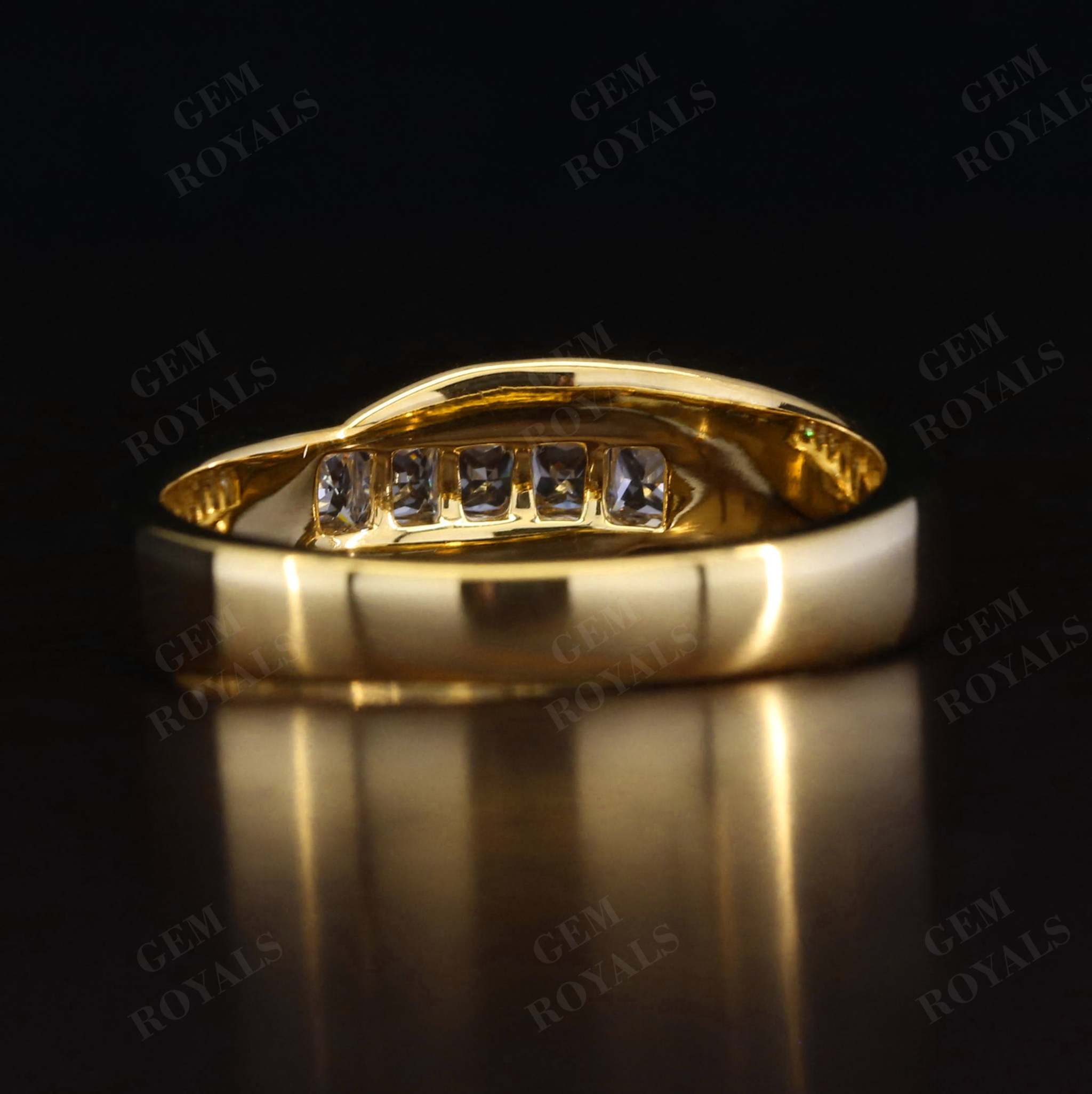 Unique Princess Moissanite Men's Eternity Wedding Band