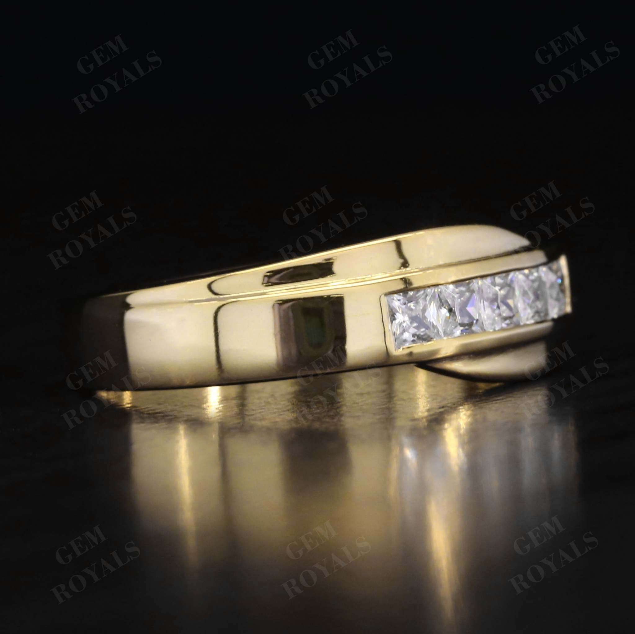 Unique Princess Moissanite Men's Eternity Wedding Band