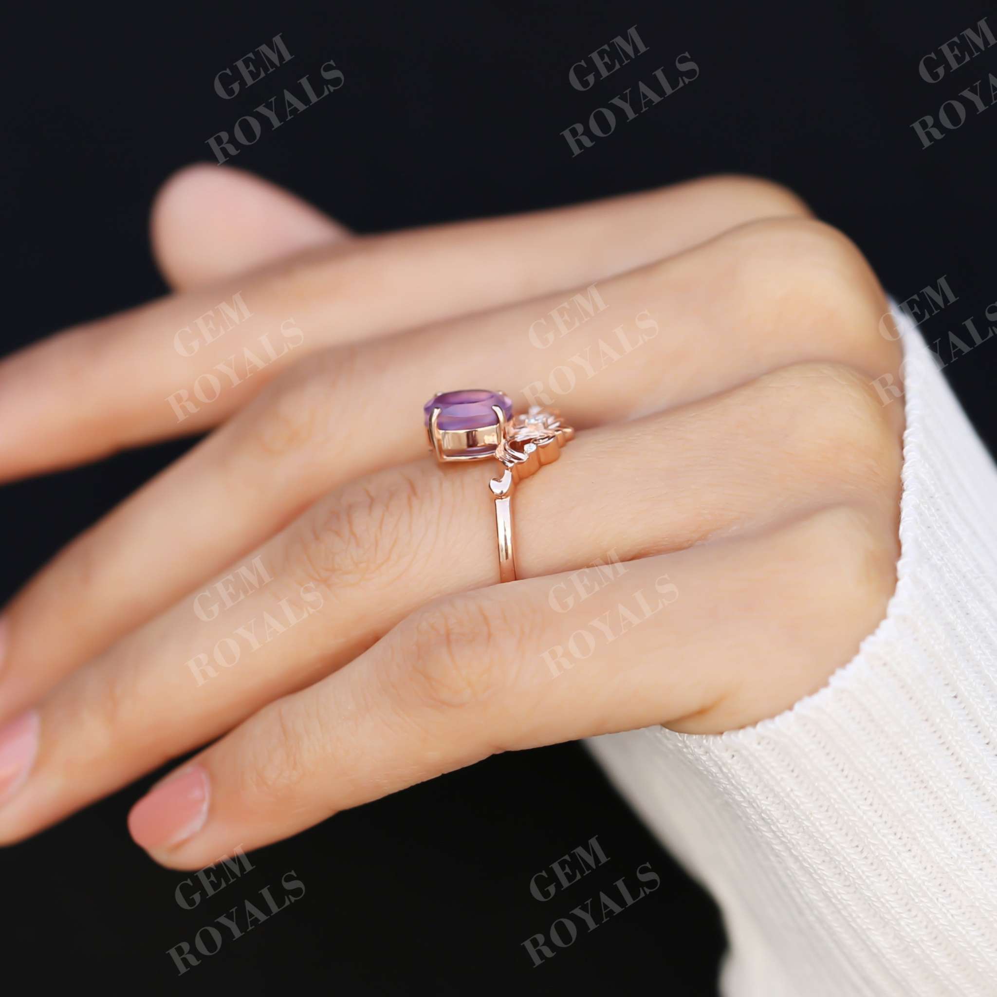 Antique Oval Cut Amethyst Engagement Ring