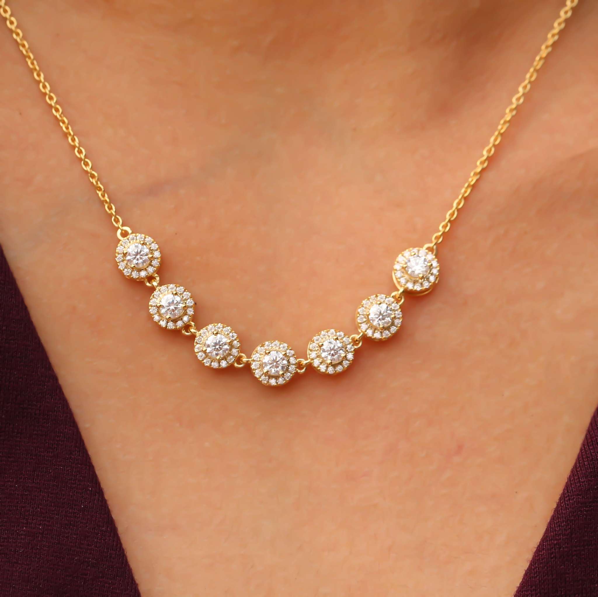 Round Moissanite Halo Pendant Necklace