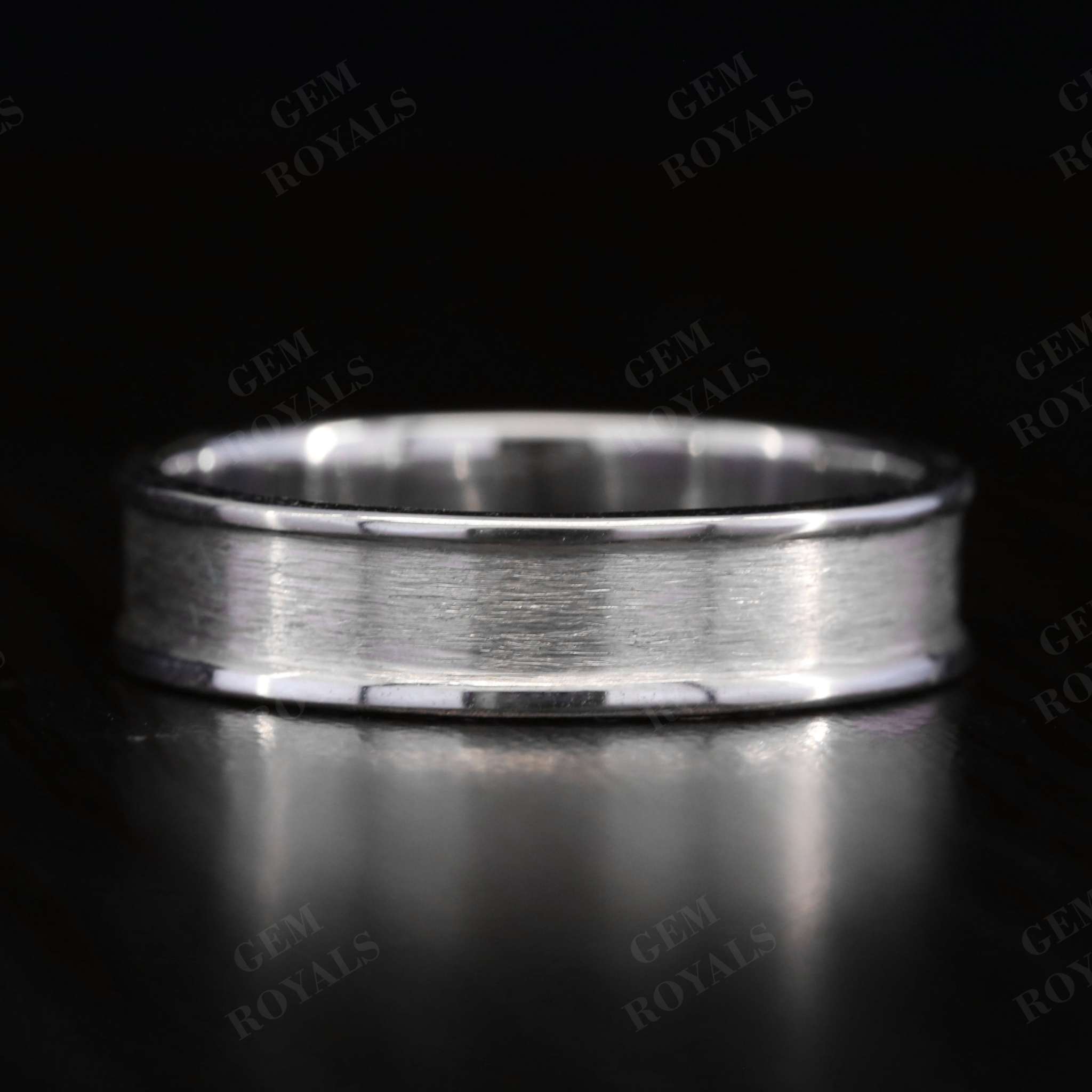 5.50MM Wide Plain Brushed Solid Gold Mens Wedding Band