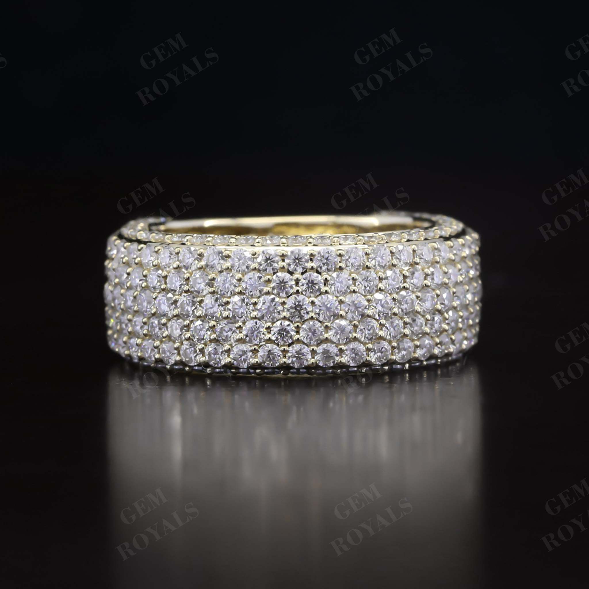 9 MM Wide Pave Set Round Moissanite Men's Wedding Band