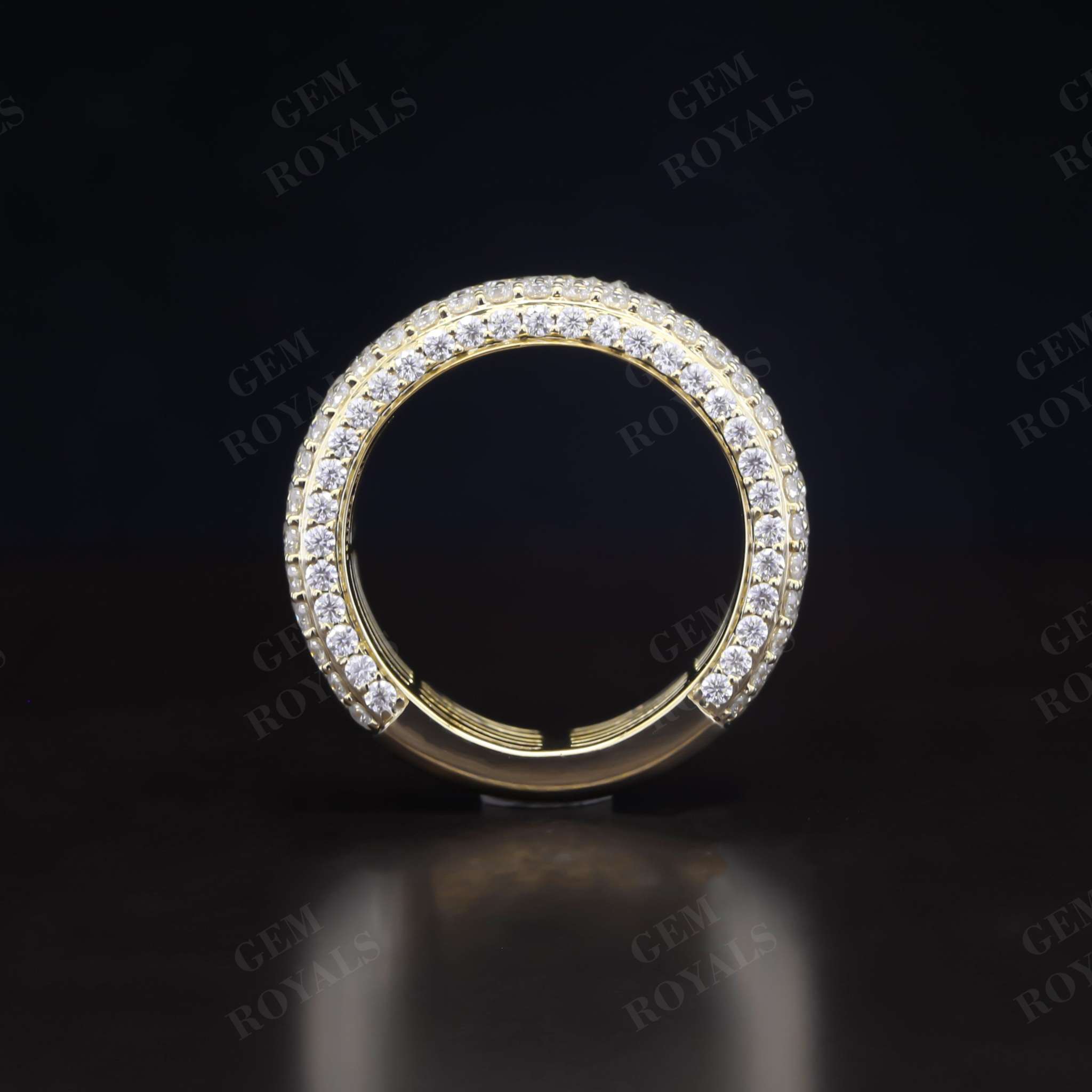 9 MM Wide Pave Set Round Moissanite Men's Wedding Band