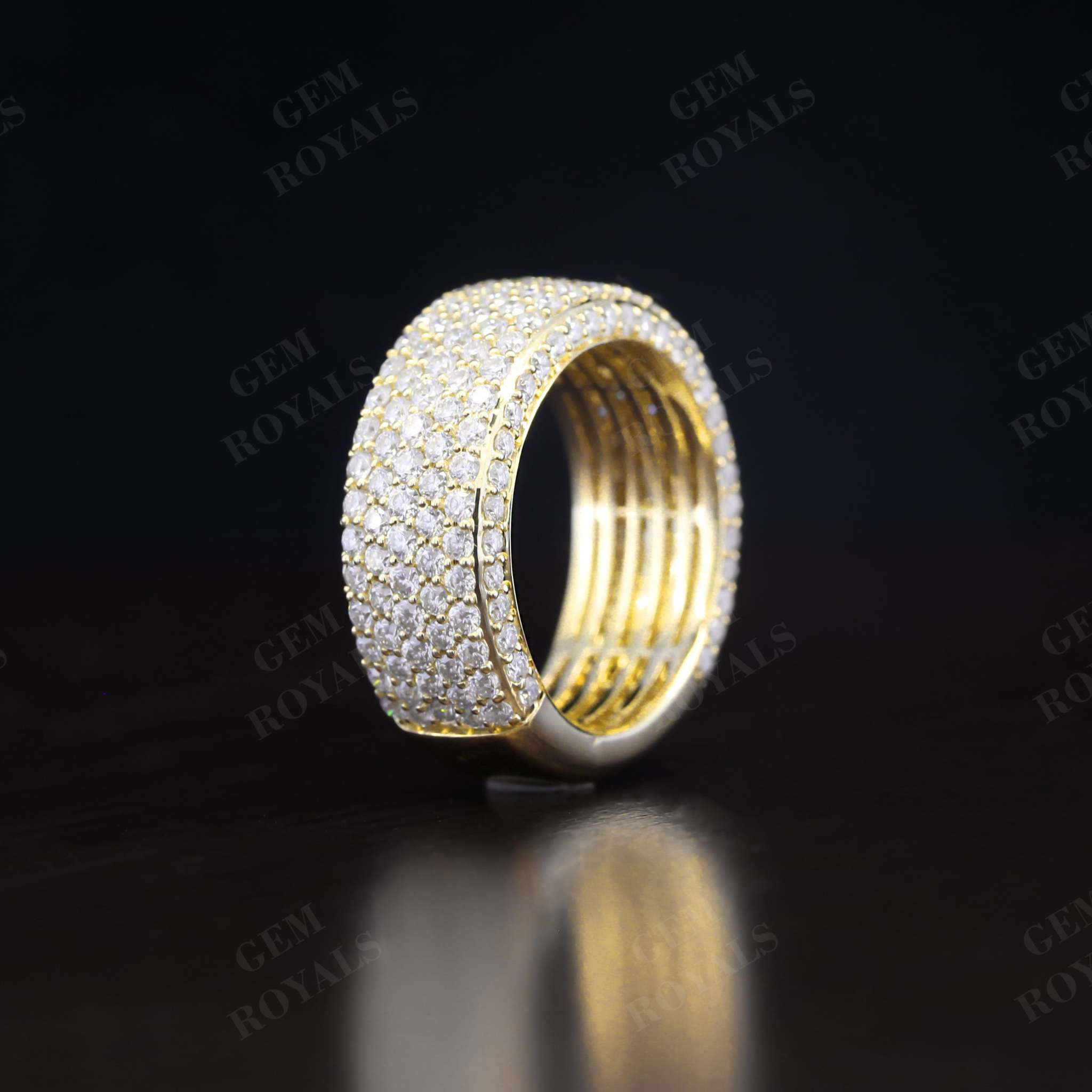 9 MM Wide Pave Set Round Moissanite Men's Wedding Band