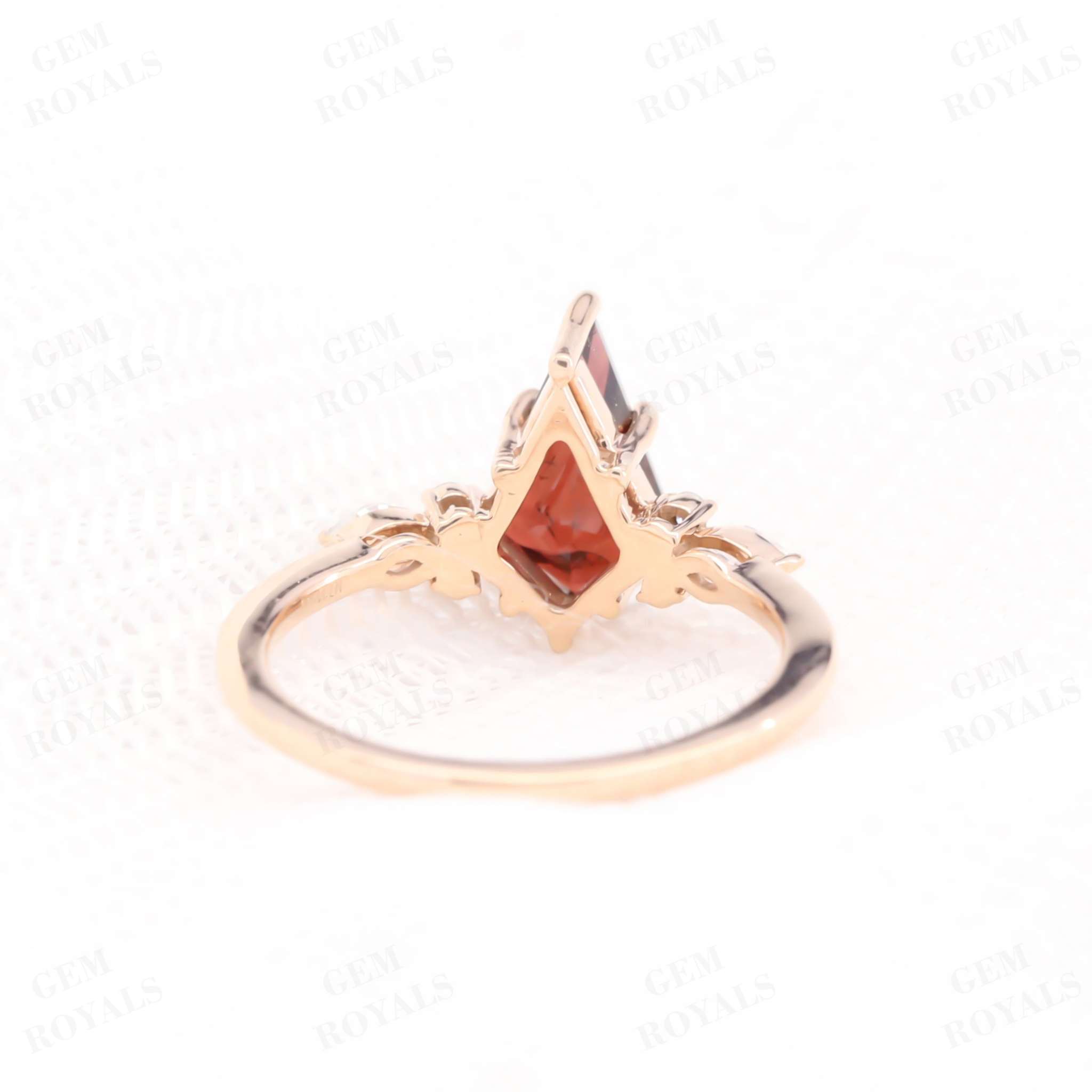 Unique Cluster Style Kite Cut Garnet Engagement Ring