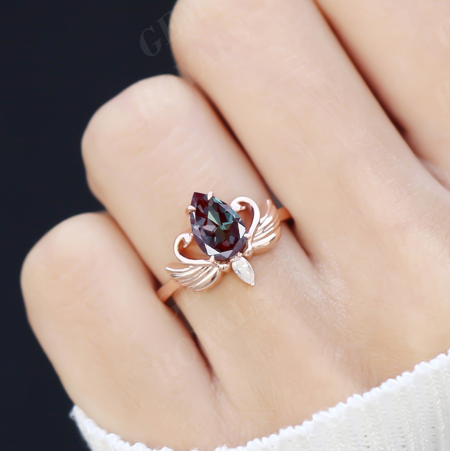 Alternative Pear Shaped Alexandrite Engagement Ring