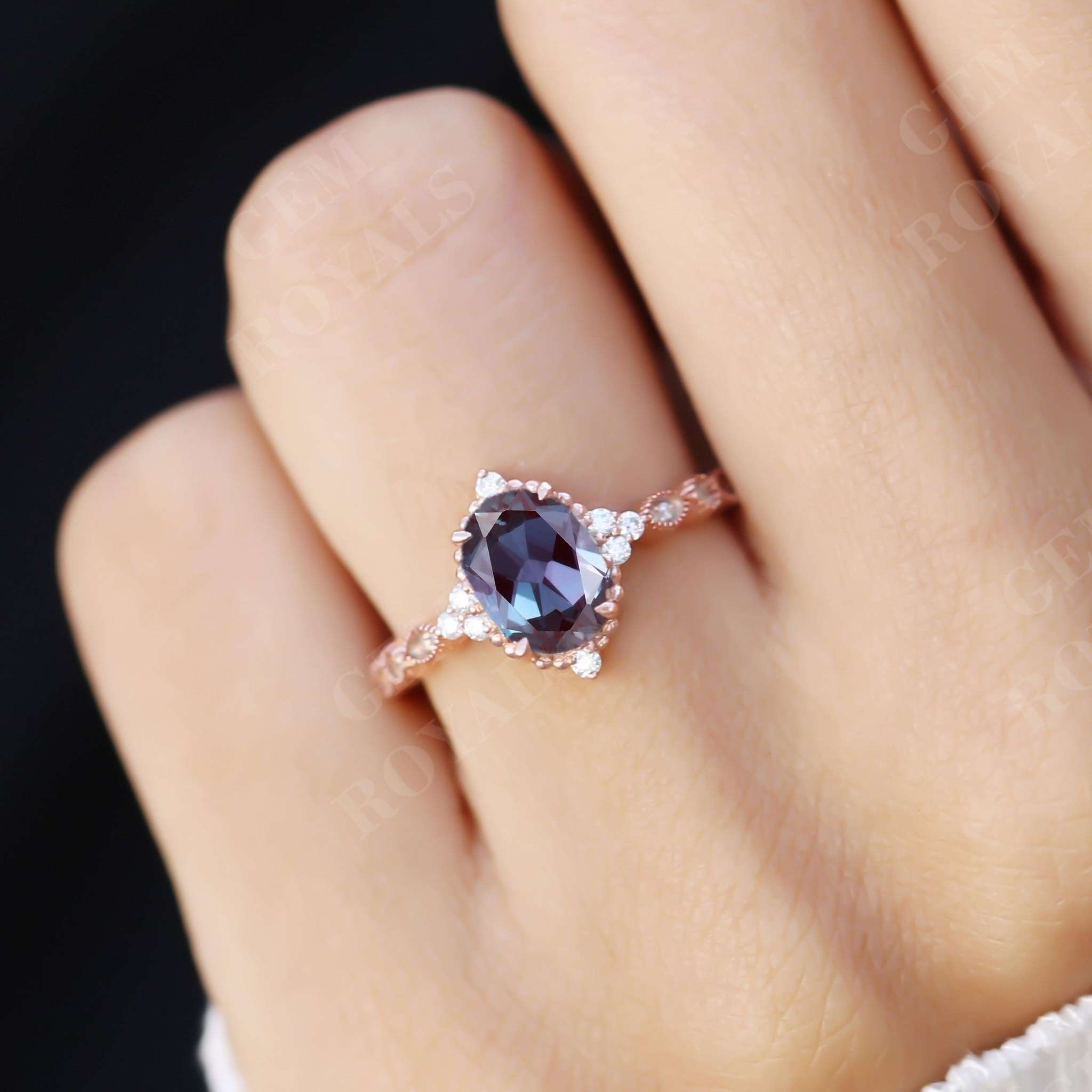 Antique Art Deco Oval Alexandrite Engagement Ring