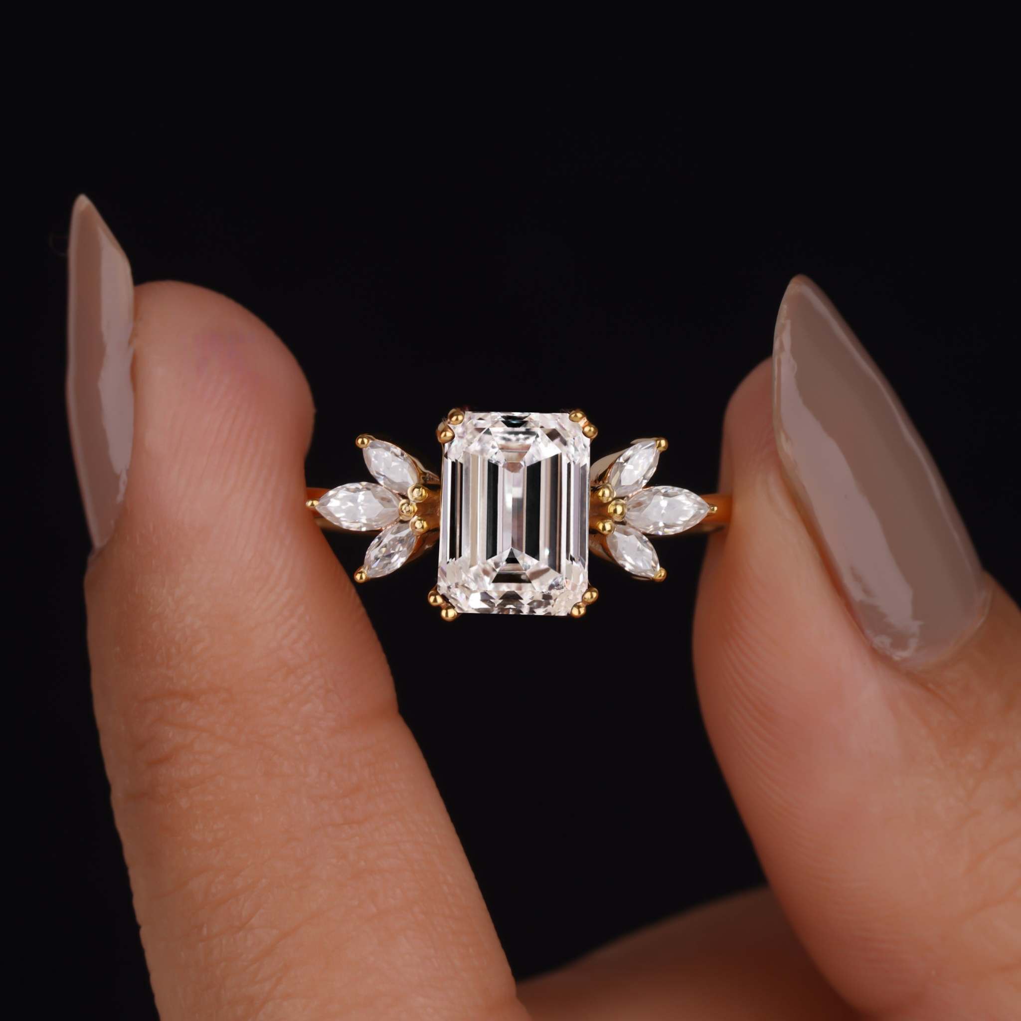 Emerald Cut Lab Grown Diamonds Solitaire Engagement Ring First