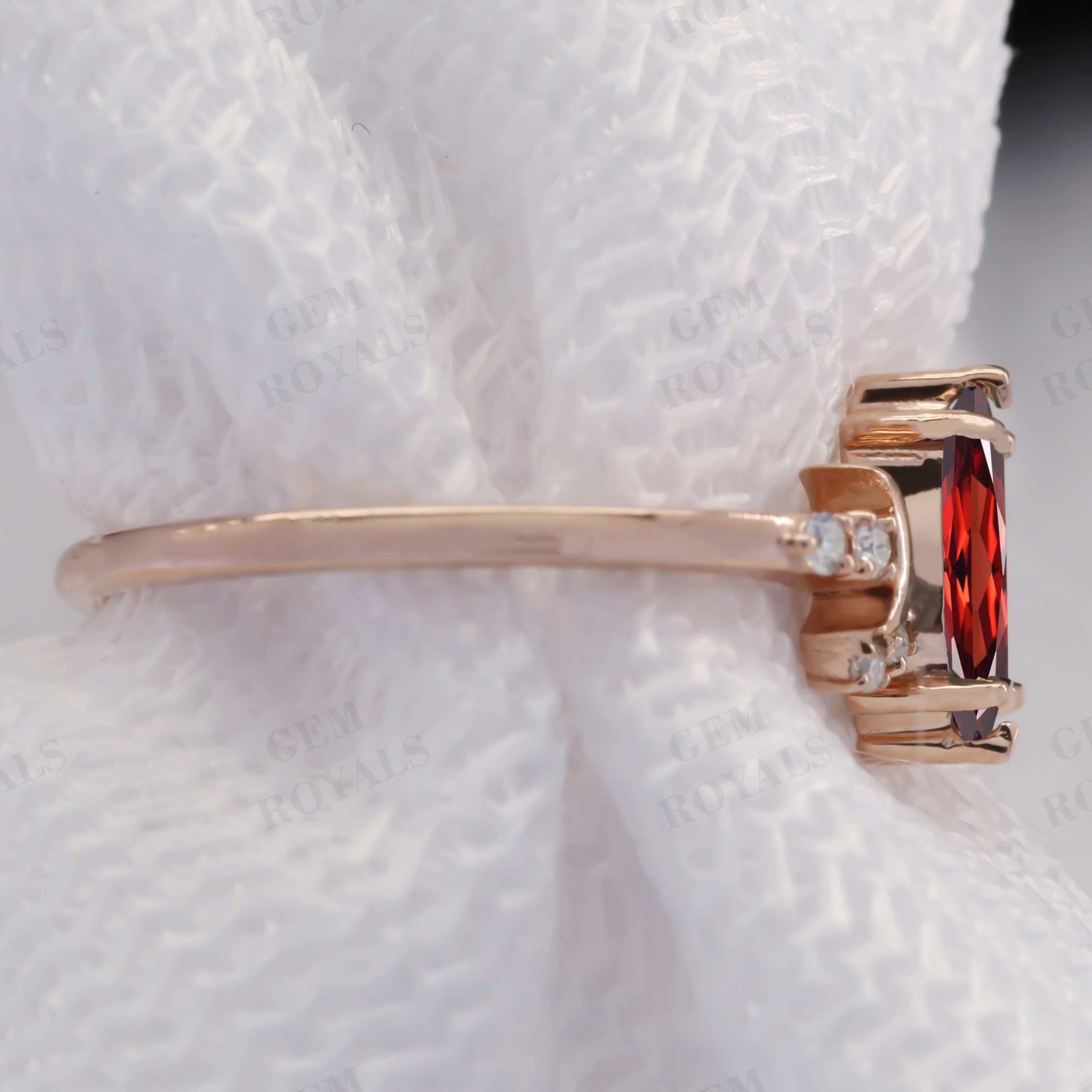 Vintage Style Celestial Marquise Red Garnet engagement Ring