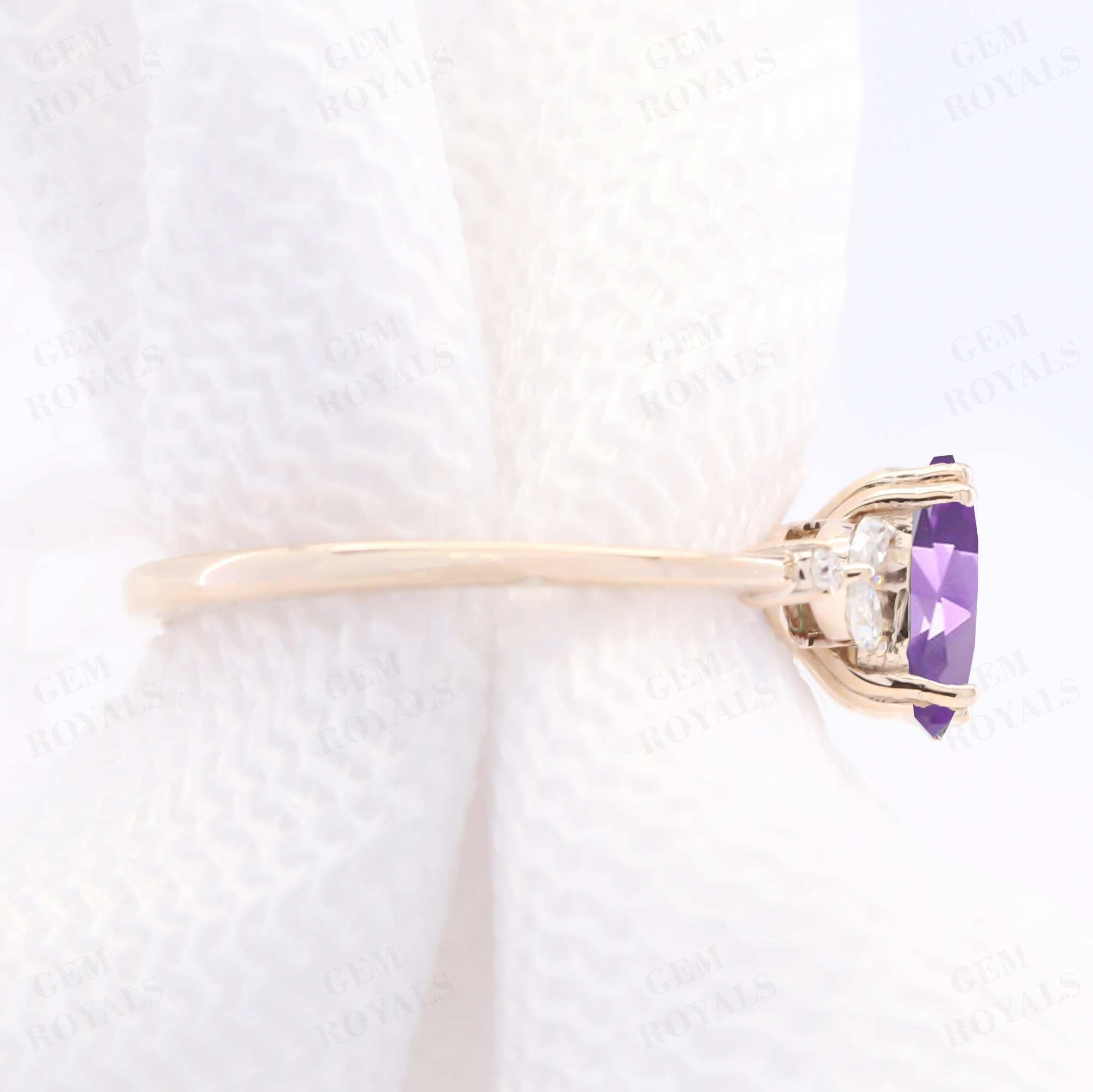 Unique Cluster Oval Cut Amethyst Engagement Ring