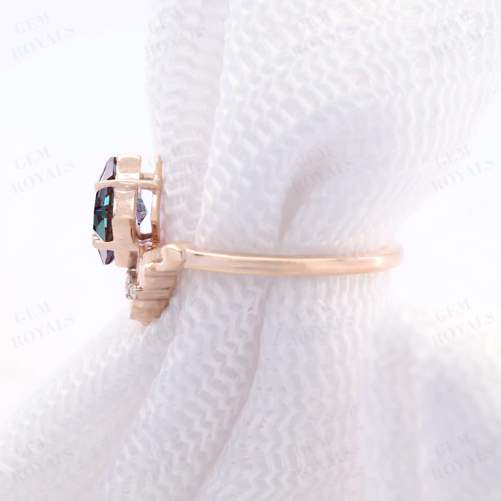 Art Deco Princess Cut Alexandrite Engagement Ring