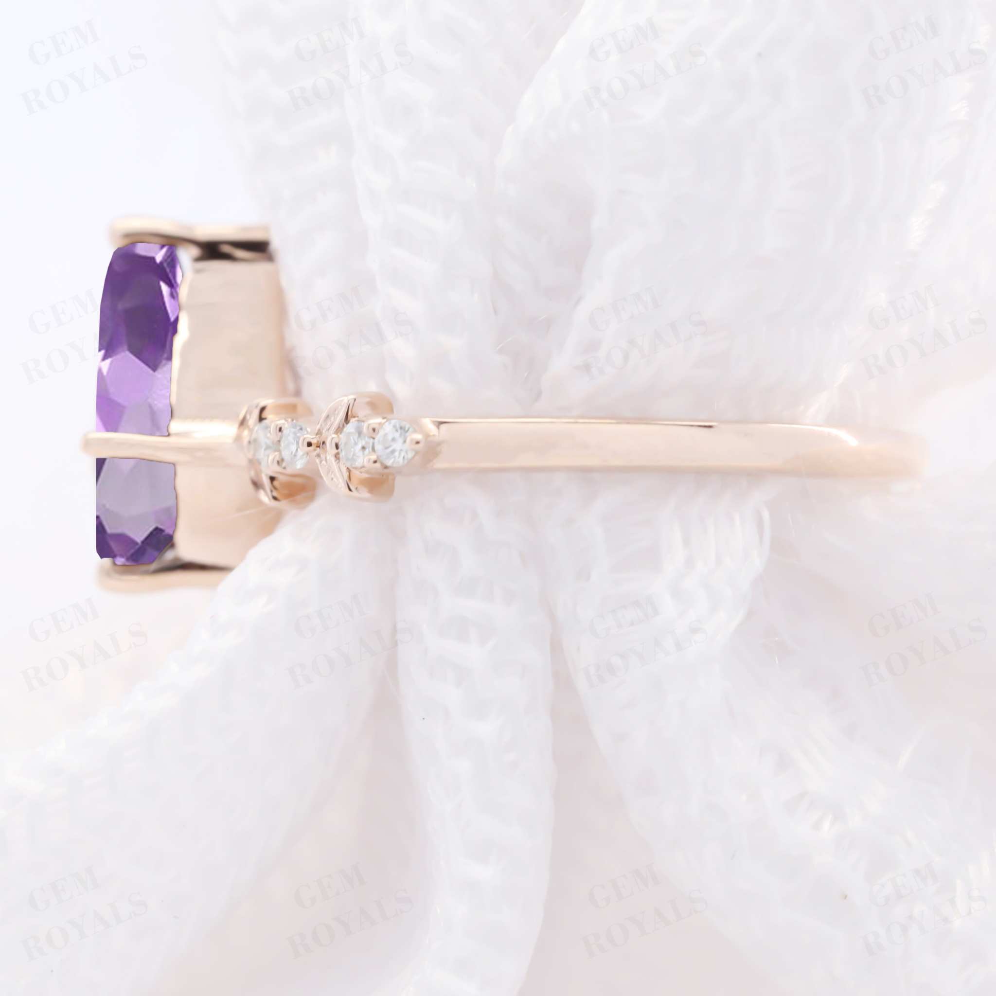 Kite Cut Purple Natural Amethyst Engagement Ring