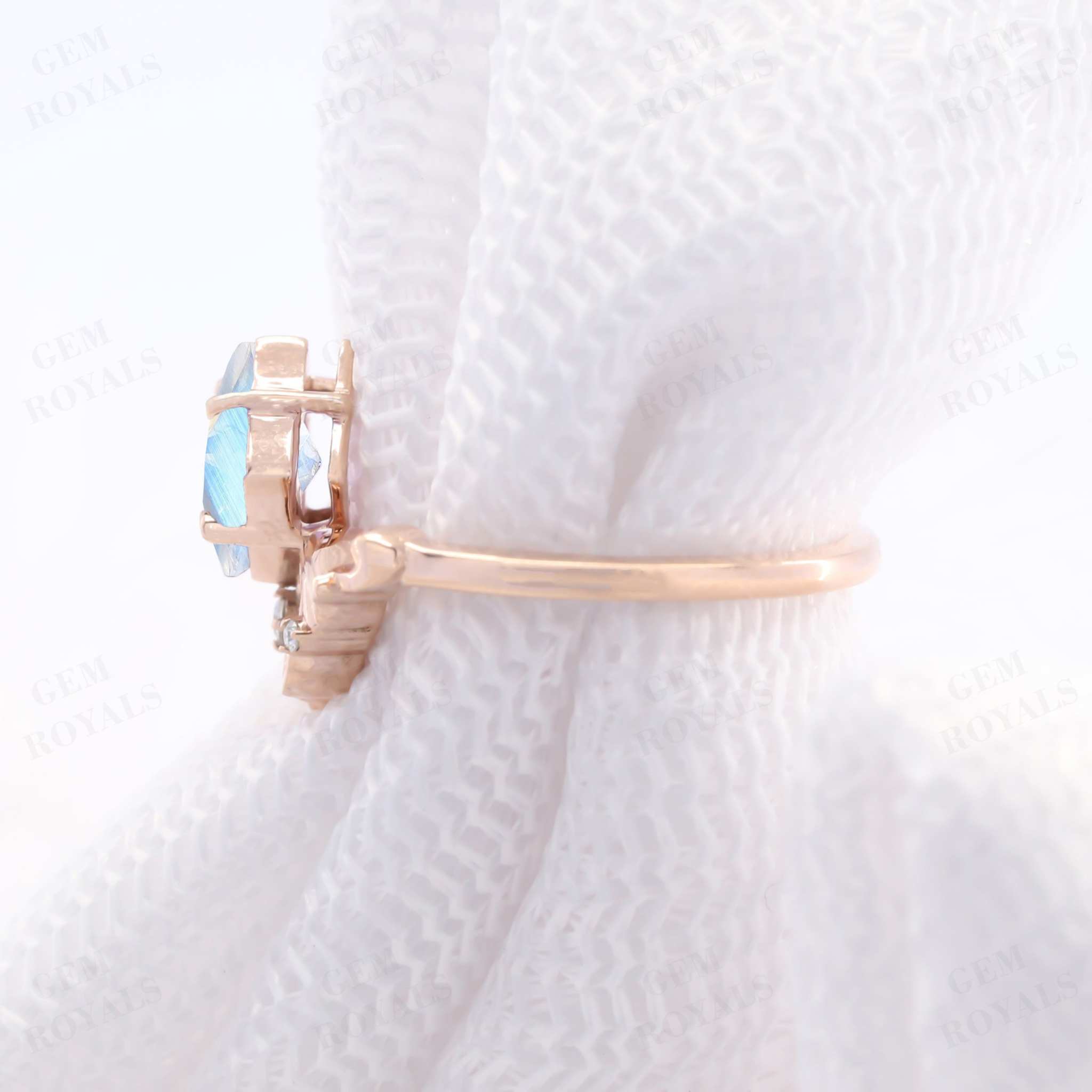 Antique Princess Cut Moonstone Engagement Ring