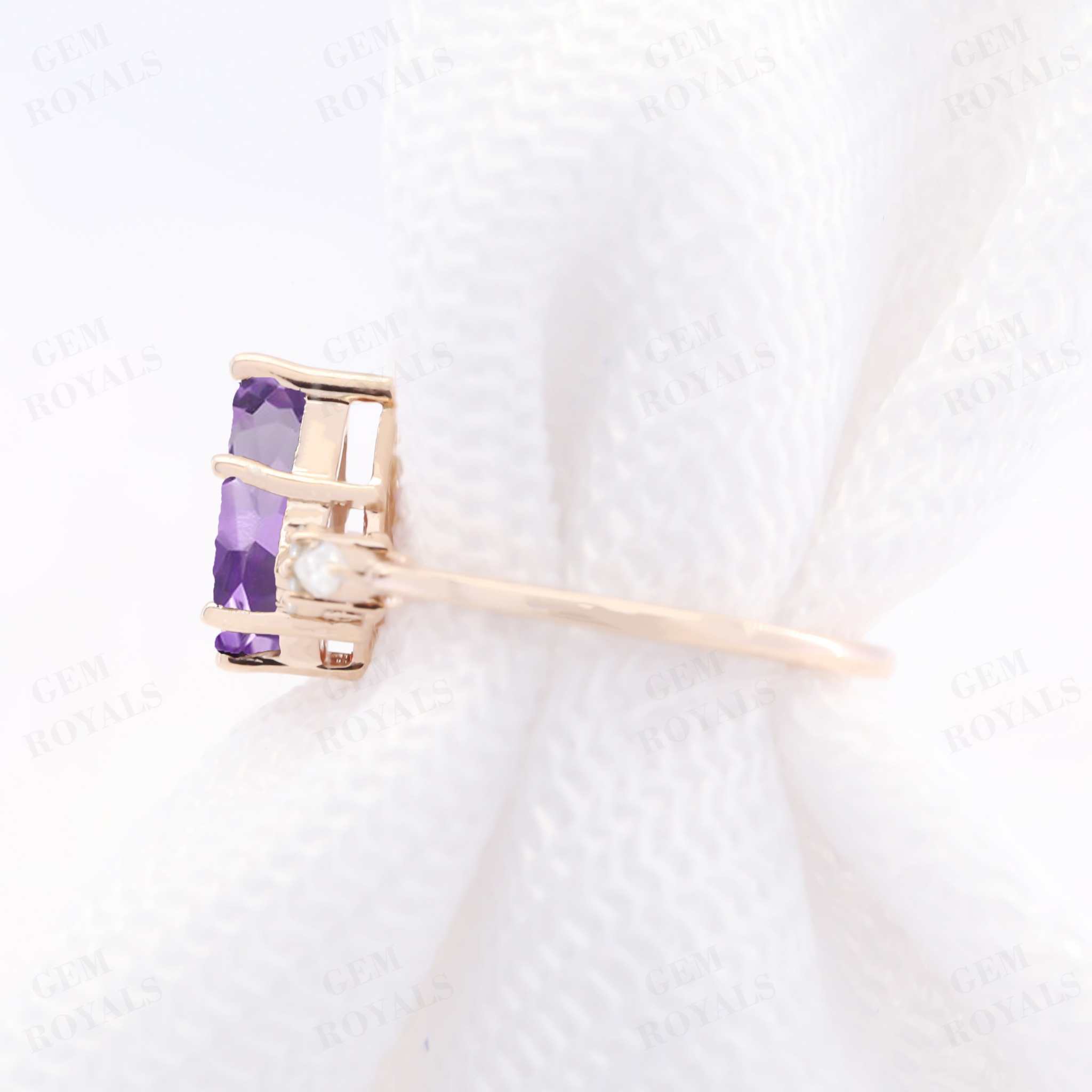 Cluster Kite Cut Natural Purple Amethyst Engagement Ring