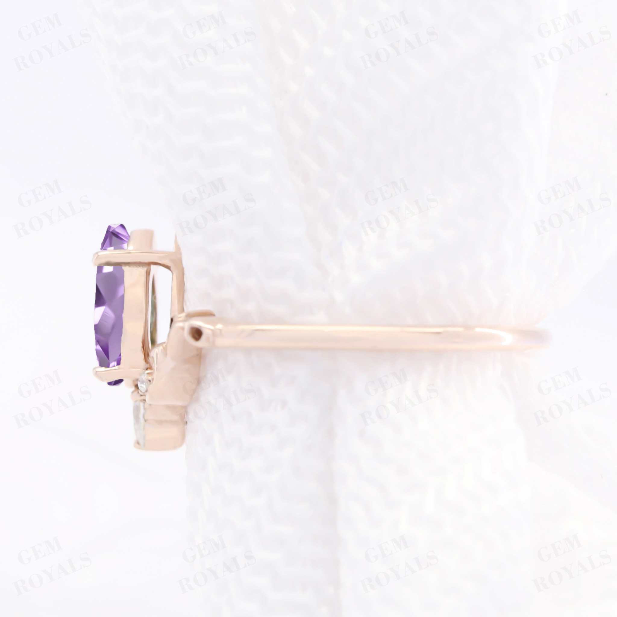 Vintage Style Pear Shaped Amethyst Engagement Ring