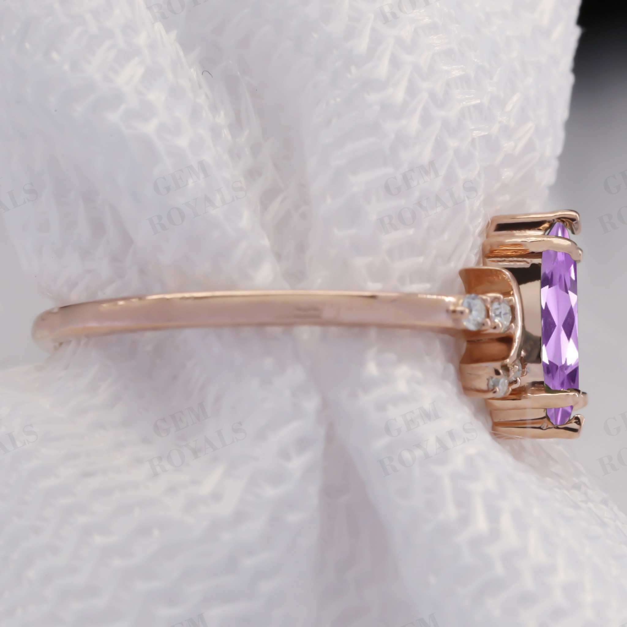 Celestial style Marquise Cut Natural Amethyst Engagement Ring