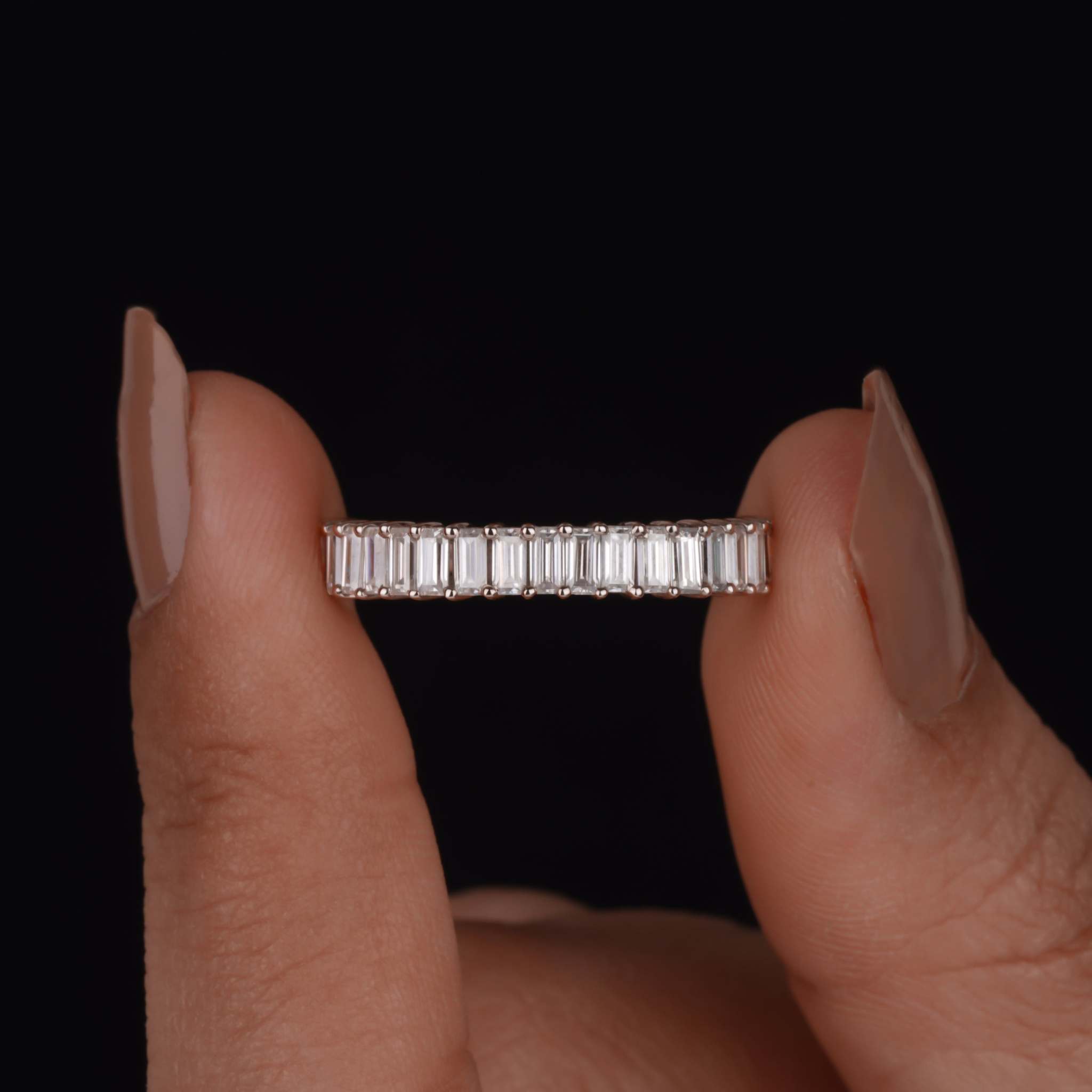 Lab Grown Diamond Baguette Cut Half Eternity Wedding Band