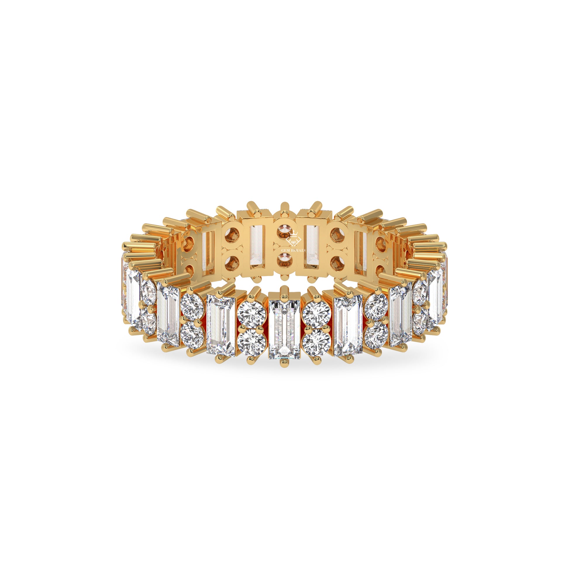 baguette and round diamond band