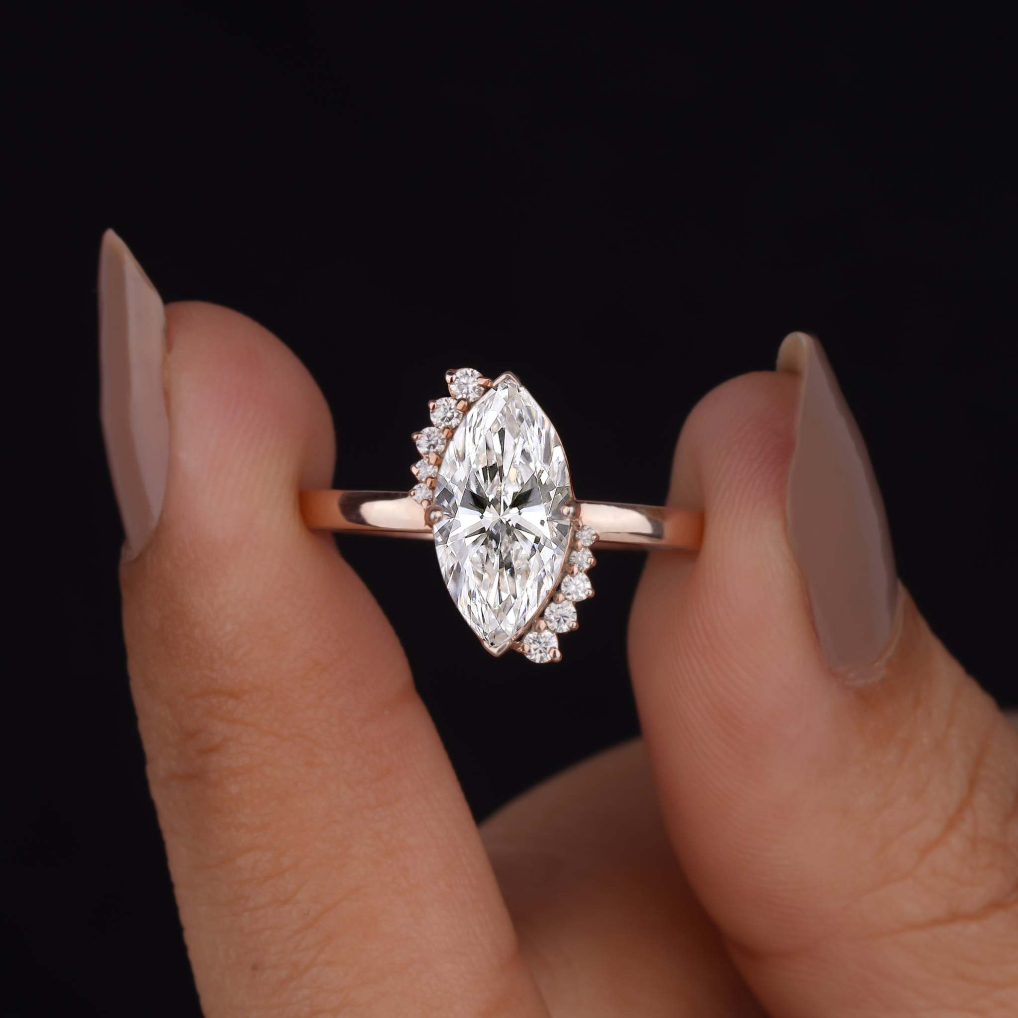 Vintage Marquise Lab Grown Diamond Engagement Ring