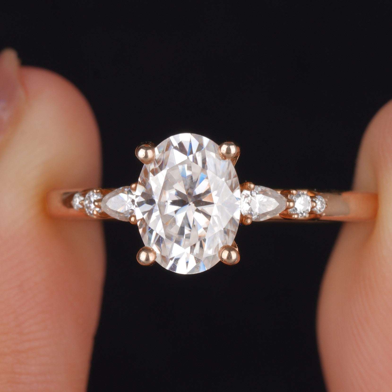 Vintage Oval Moissanite Pave Engagement ring