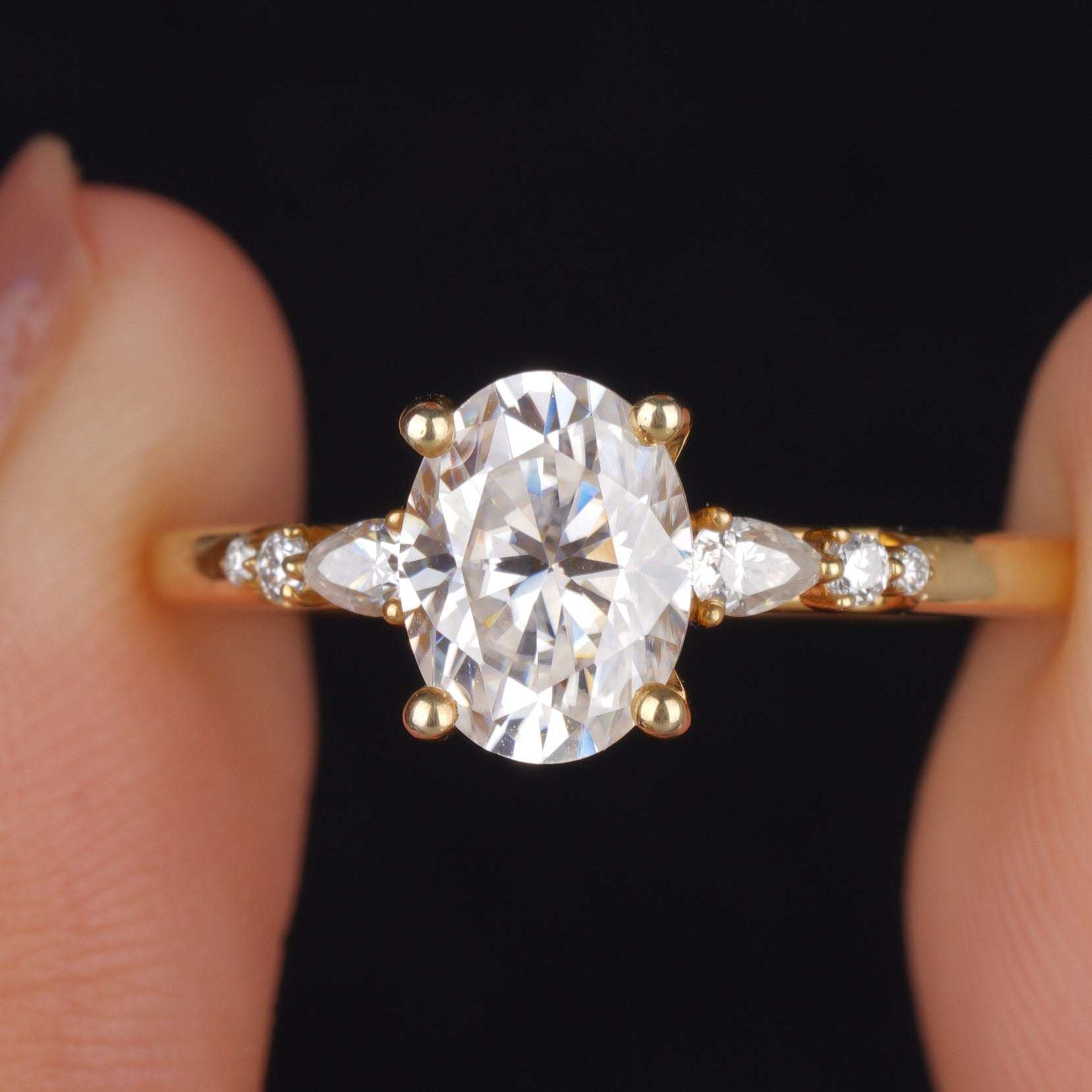 Vintage Oval Moissanite Pave Engagement ring