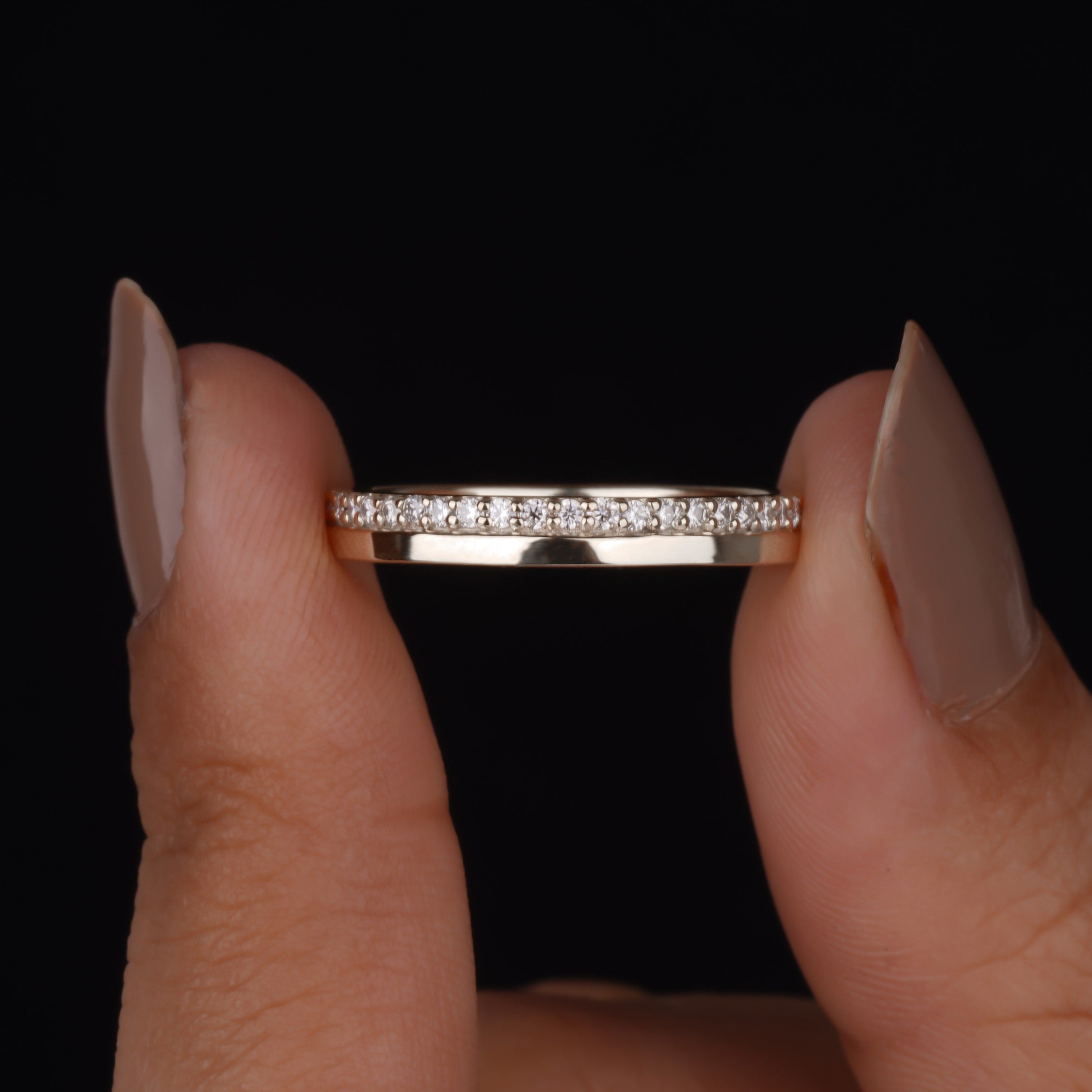 3 MM Wide Round Lab Diamond Wedding Half Eternity Band