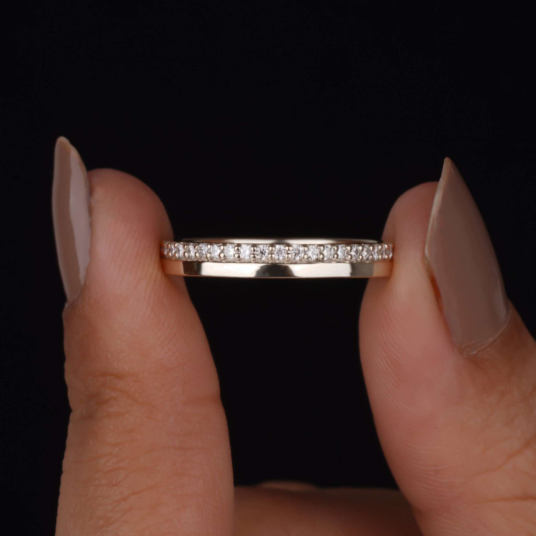 3 MM Wide Round Lab Diamond Wedding Half Eternity Band