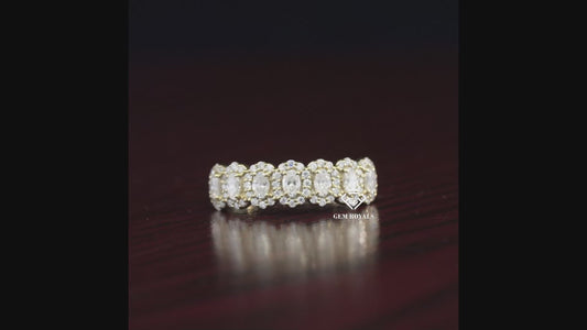 Oval Cut Lab Grown Diamond Halo Wedding Band