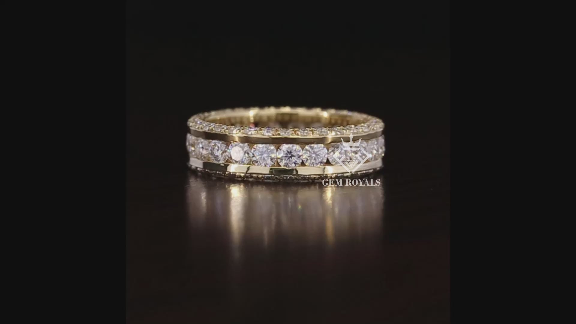 Round Cut Moissanite Full Eternity Men's Wedding Band