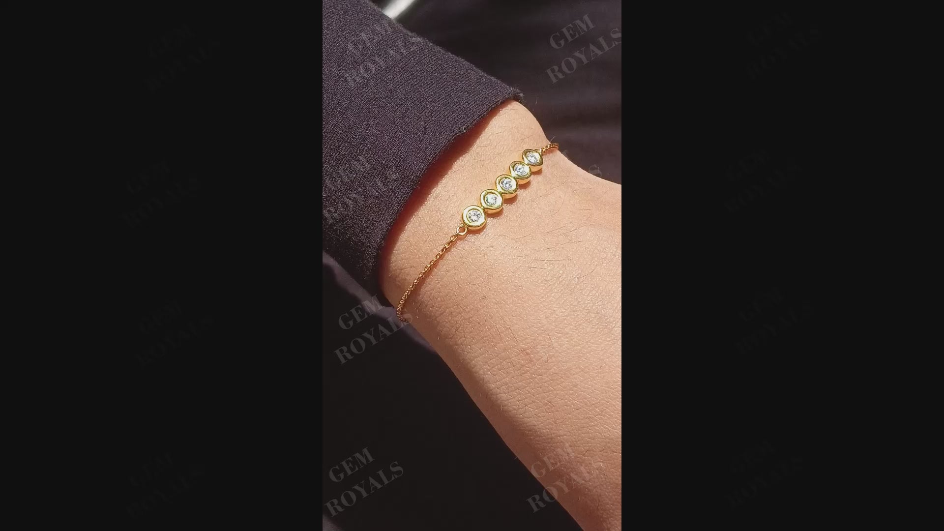 Five Stone Moissanite Bezel Set Layering Bracelet