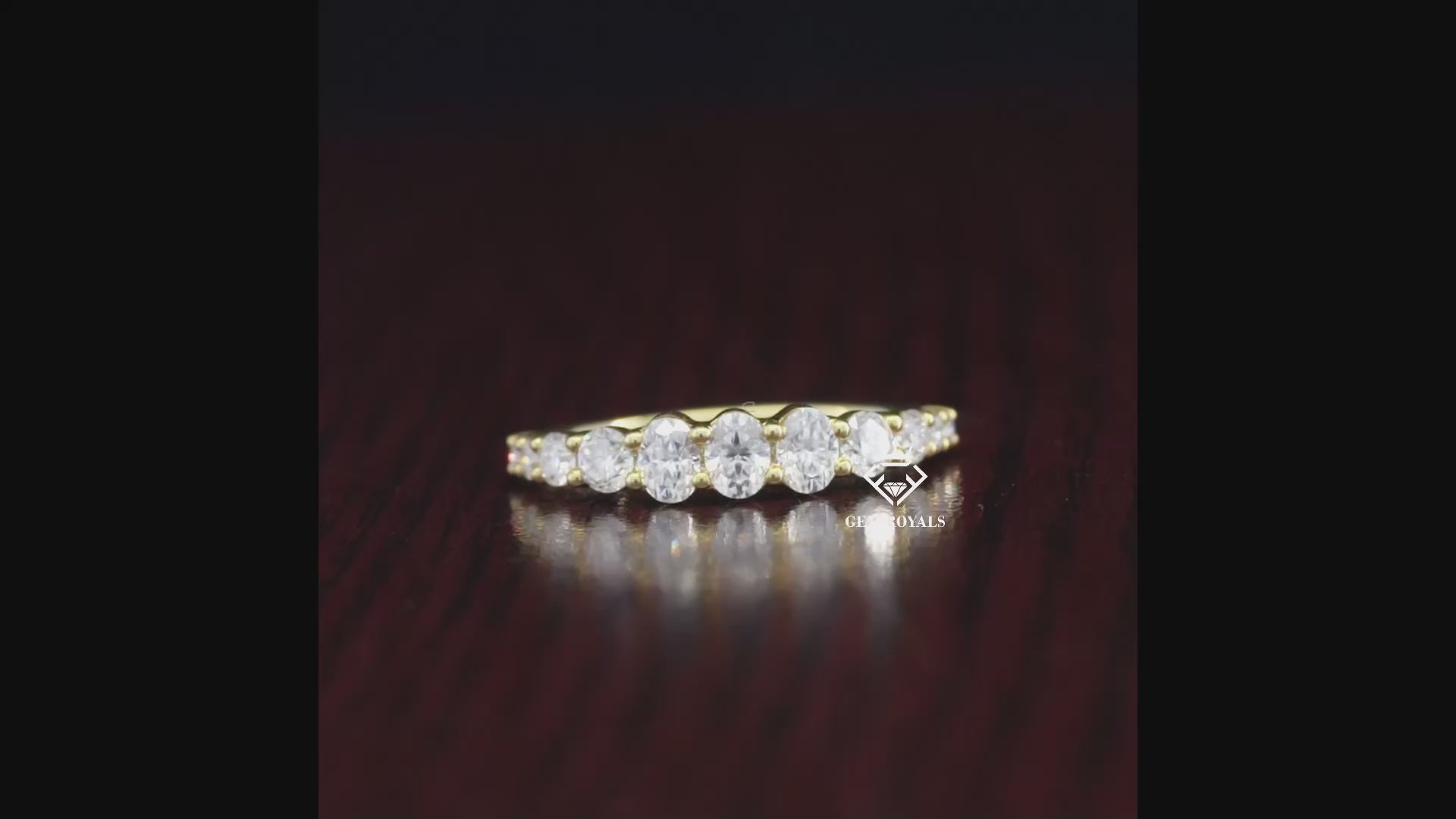 Oval and Round Cut Lab Diamond Half Eternity Wedding band